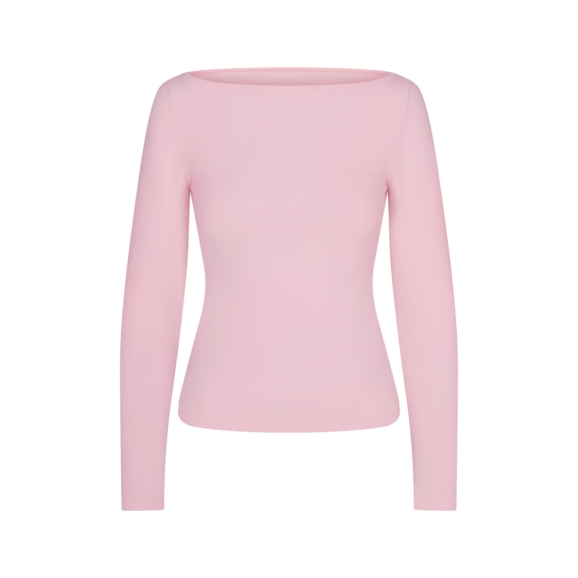 Cotton Jersey Long Sleeve Boatneck Top