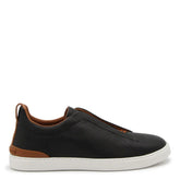 Zegna Men’s Black Leather Slip-On Sneakers – UK Size | Lightweight EVA & TPU Sole
