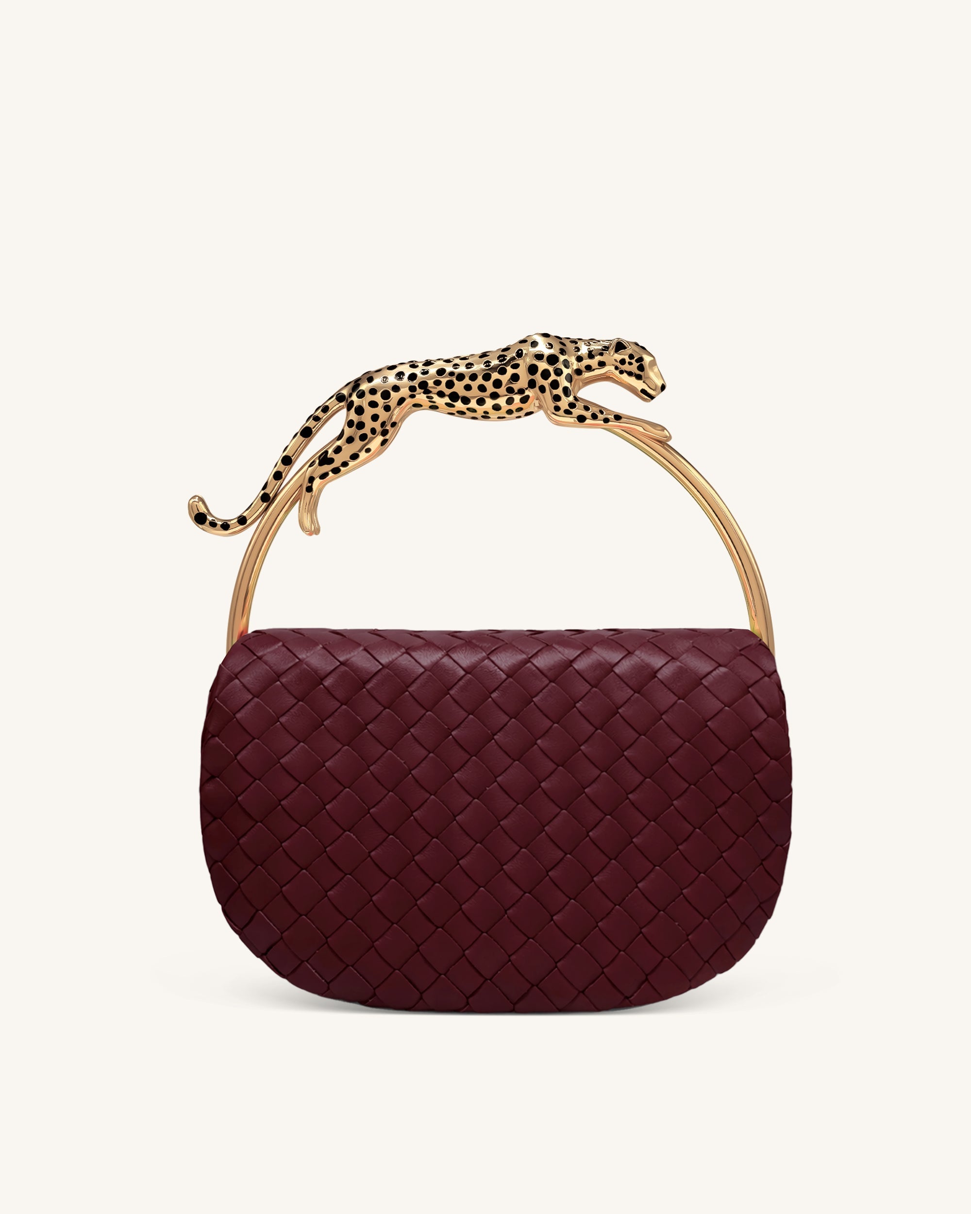 Ione Woven Leopard Shaped Top Handle Bag - Light Blue