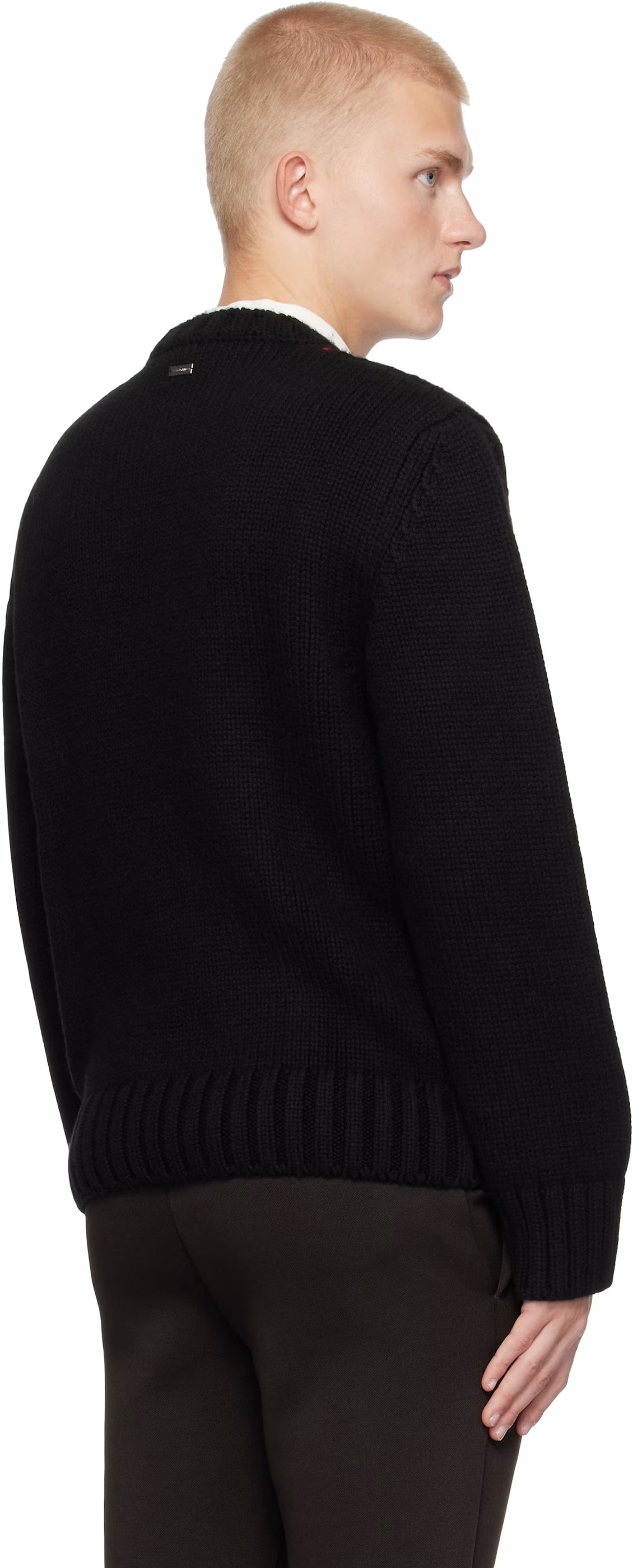 Ferragamo Black Embroidered Crewneck Sweater