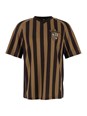 Fendi Brown T-Shirt with All-Over Striped Motif and Fendi Club Patch in Tech Fabric Man
