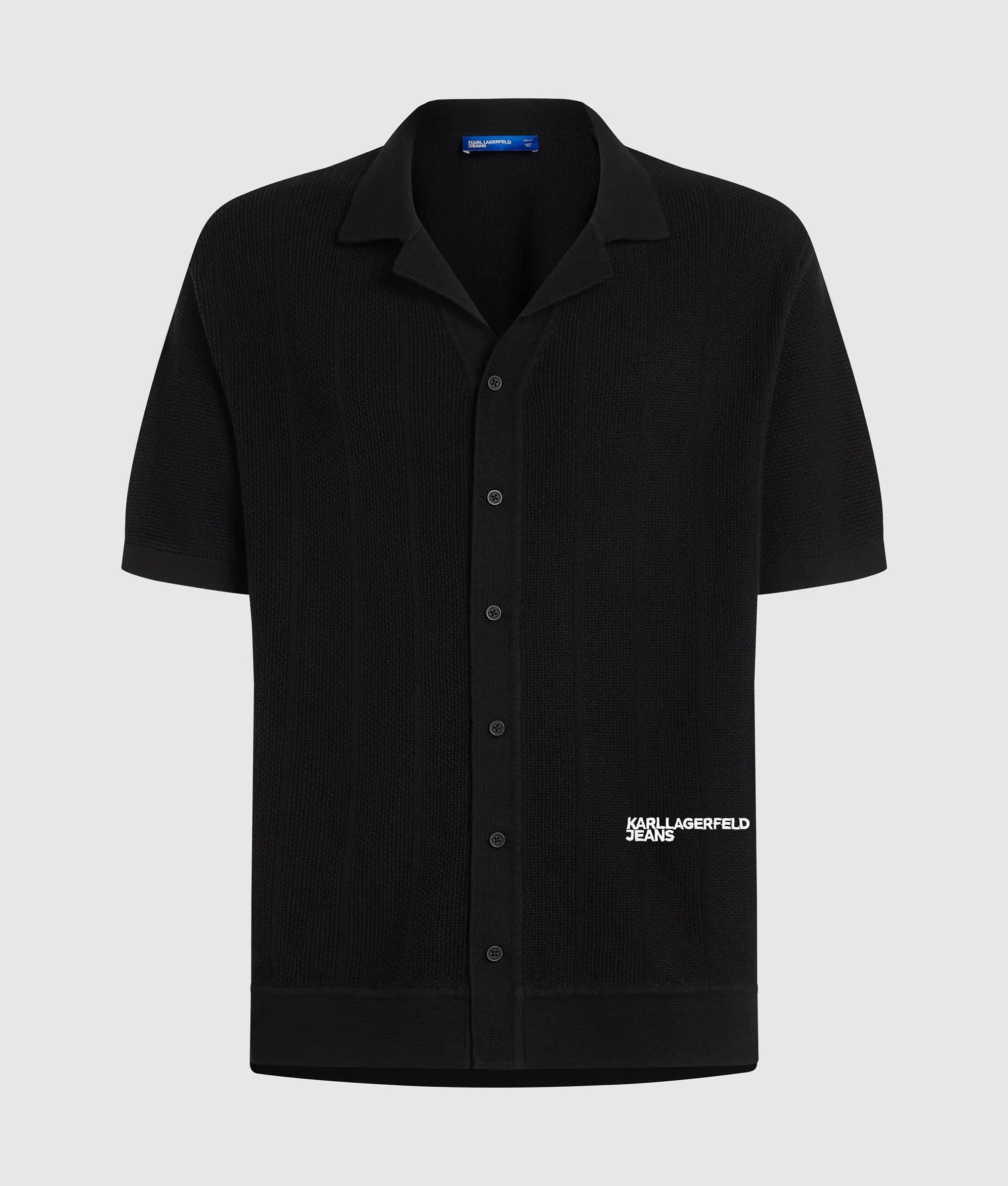 Short-sleeved knit polo shirt