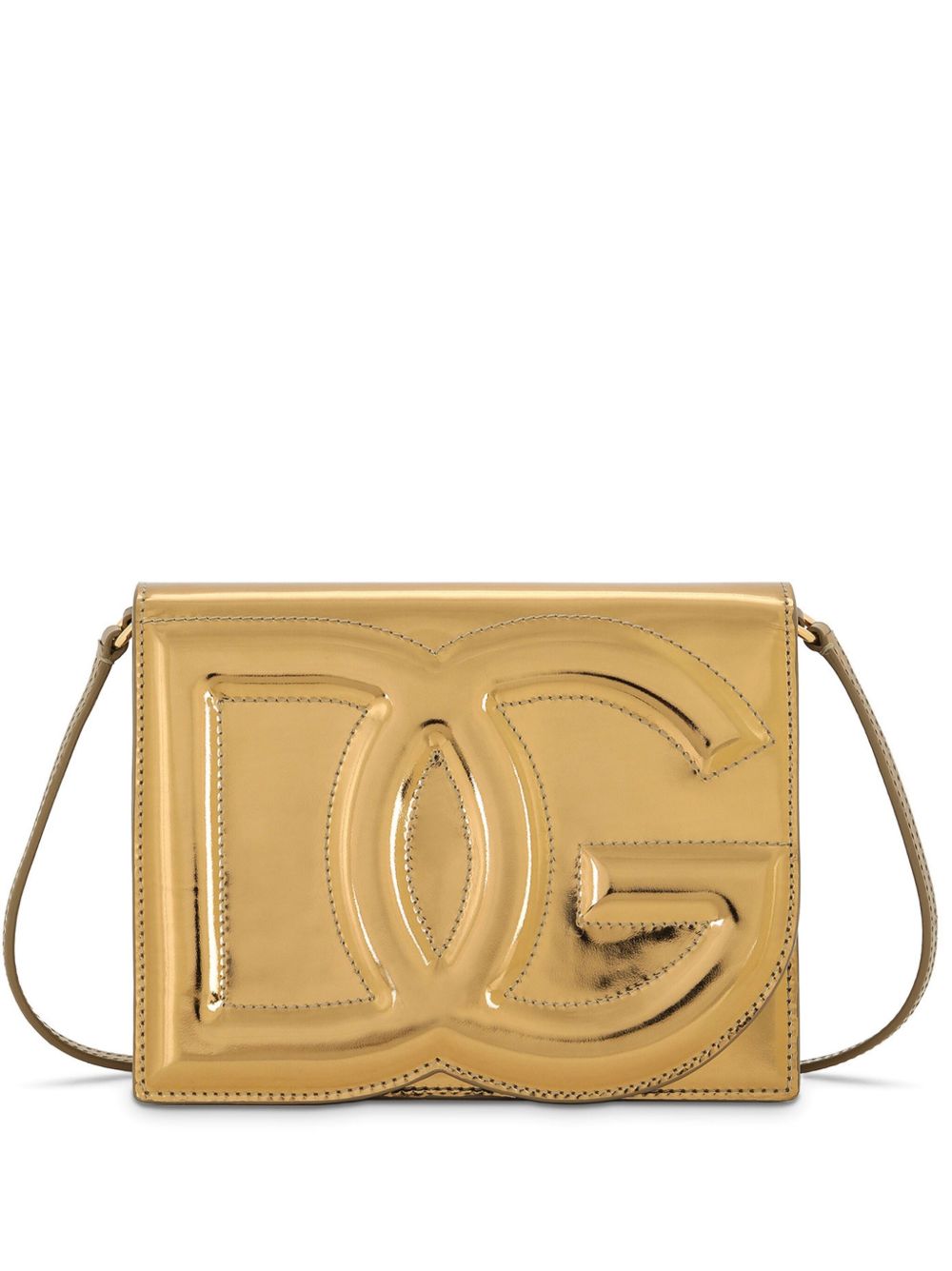 DG logo-embossed metallic-effect crossbody bag