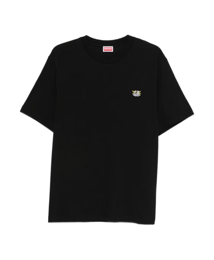 Kenzo Embroidered Patch Crew Neck Short Sleeve Cotton T-Shirt