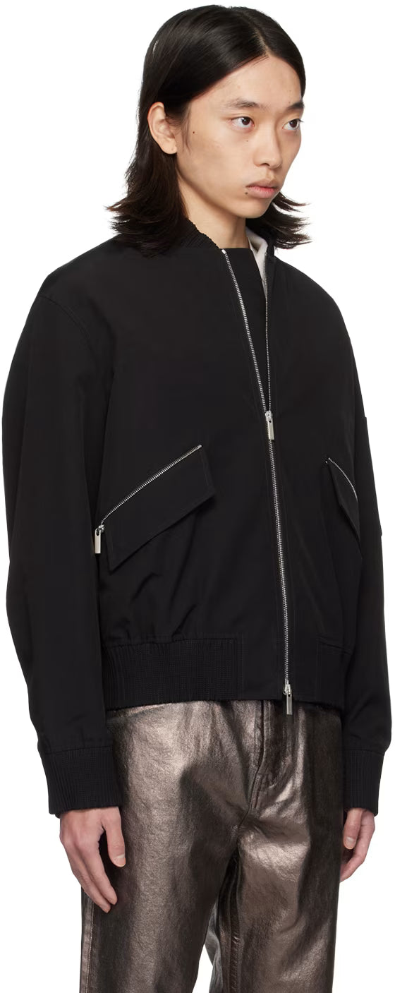 Ferragamo Black Water-Resistant Bomber Jacket