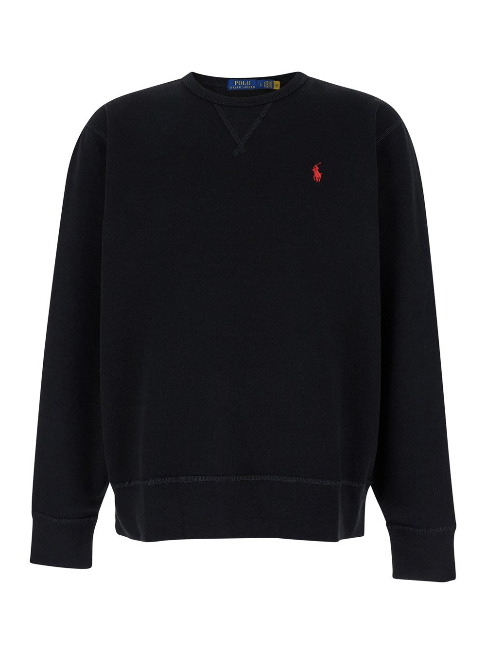 Polo ralph lauren Black Crewneck Sweatshirt with Pony Embroidery in Cotton Blend Man