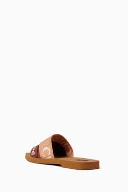 Chloé Woody Logo Slides in Linen