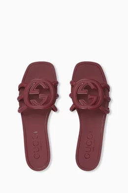 Gucci Interlocking G Pink Slide Sandals