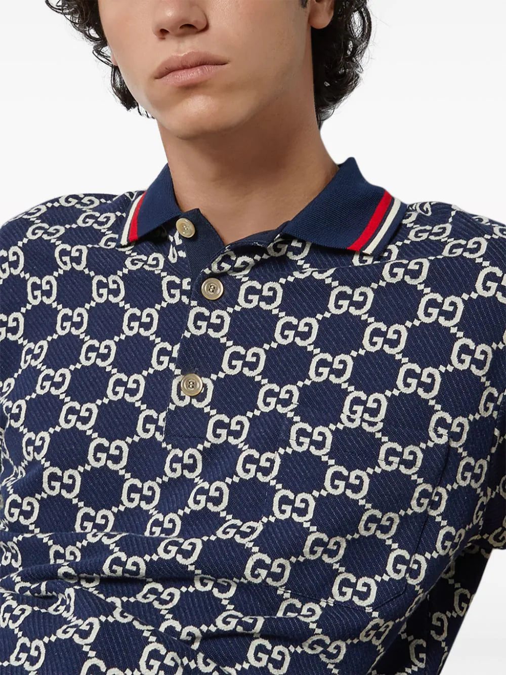 Gucci Men’s GG Jacquard Cotton Polo Shirt