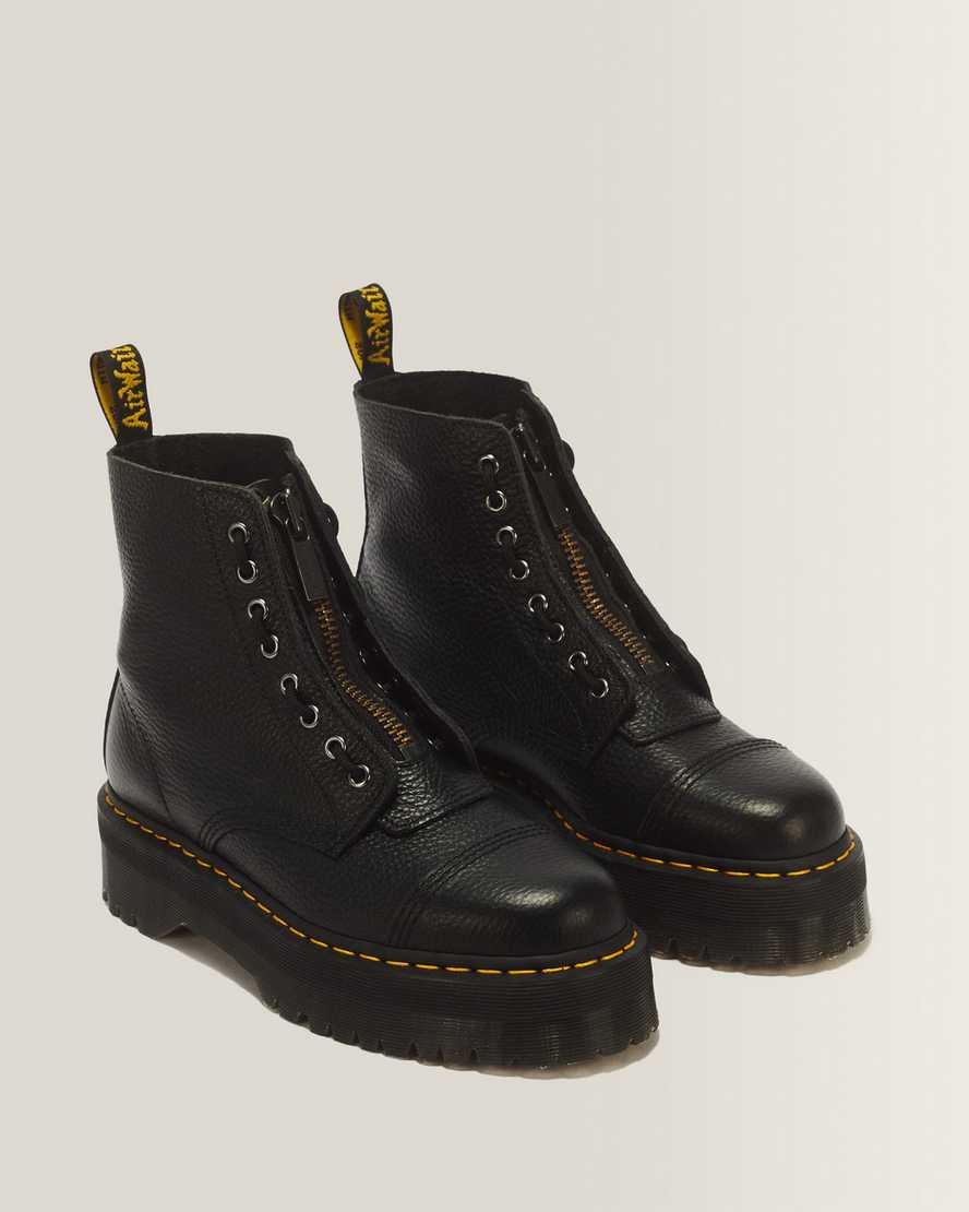 Sinclair Milled Nappa Leather Platform Boots — BLACK MILLED NAPPA