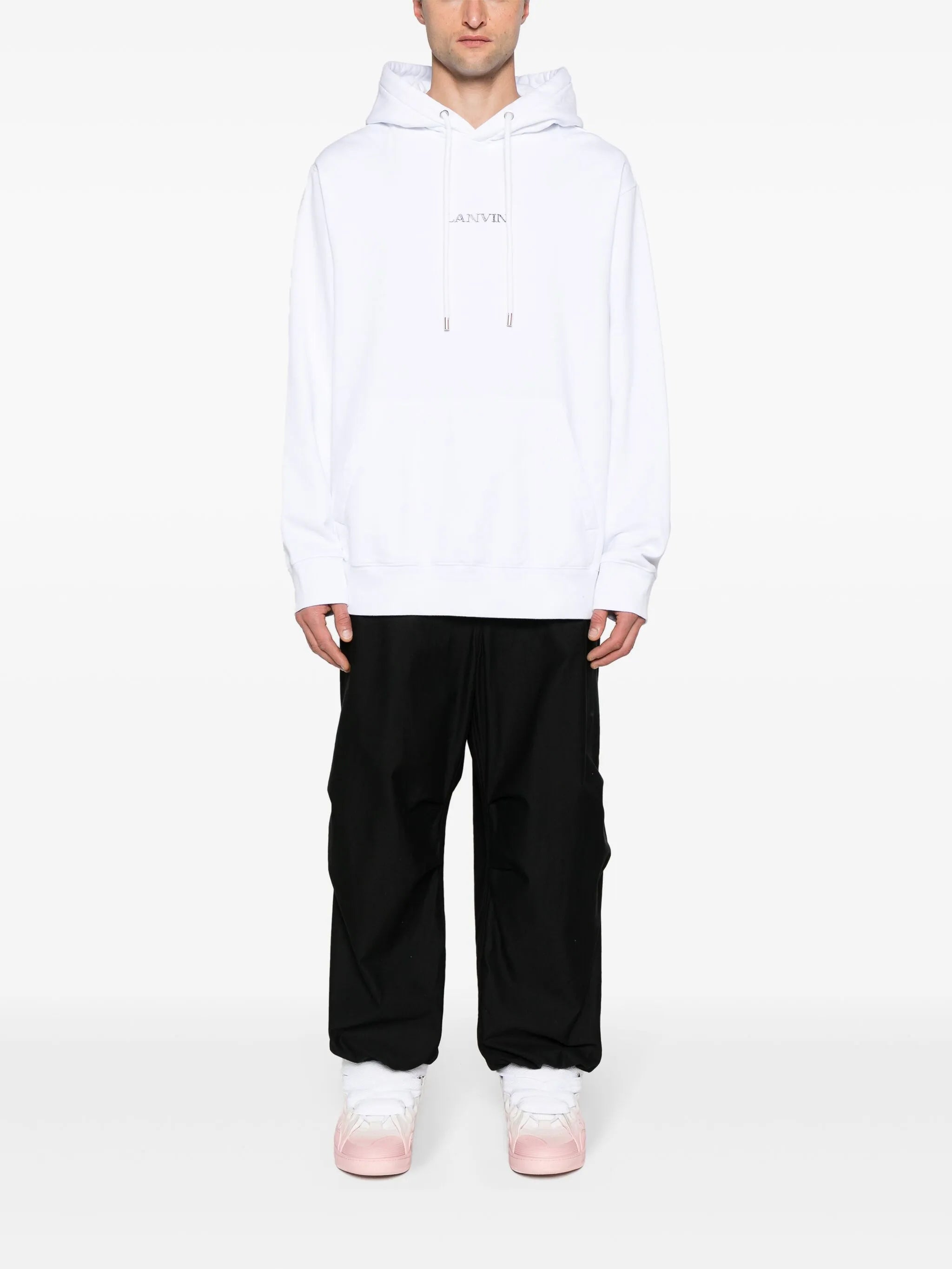 Lanvin Paris Loose Fit Logo Hoodie in White