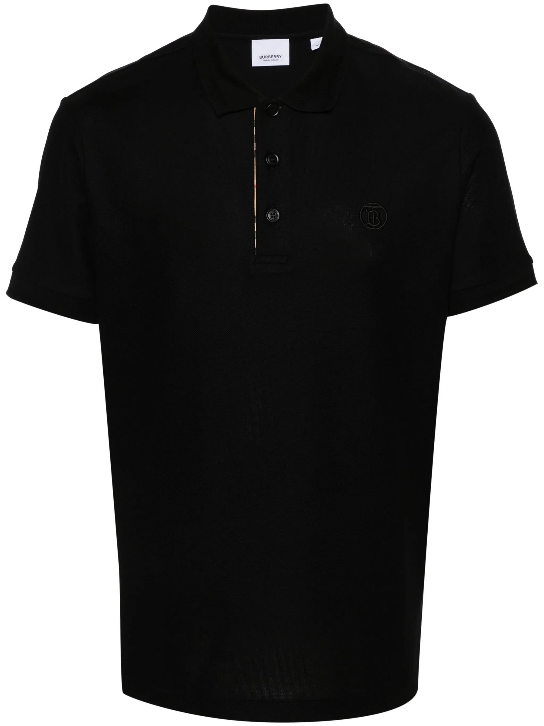 Burberry Circle TB Logo Embroidered Polo in Black