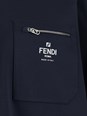 Fendi Blue Crewneck T-Shirt with Logo Printed on the Front and Patch Pocket with Zip in Cotton Man