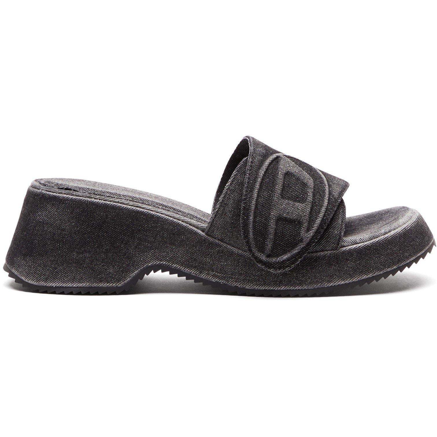 Women's Denim Slide Flat Sandals
