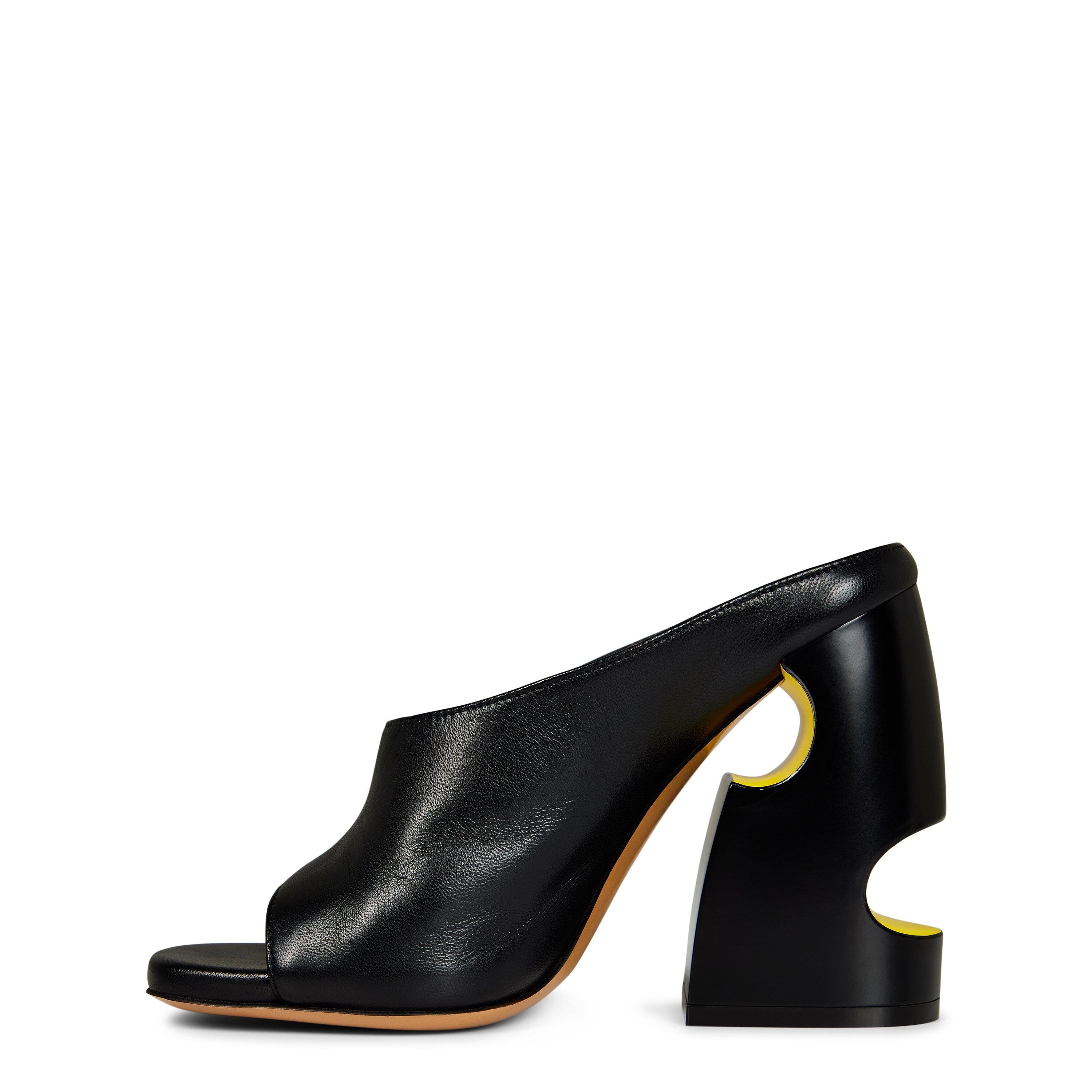 Meteor Leather Sculpted Heel Slip-On Heeled Mules