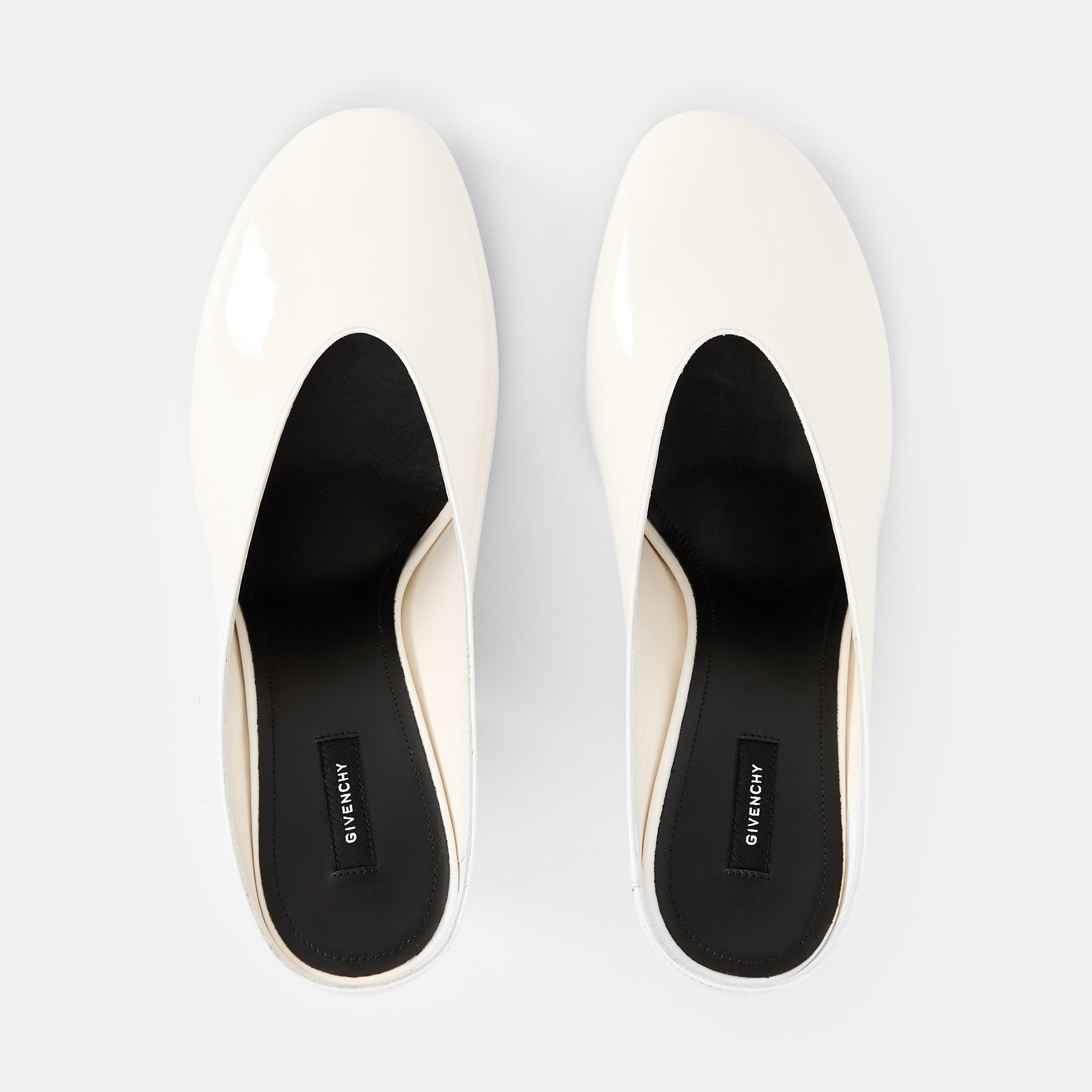 Leather Block Heel High Heeled Mules