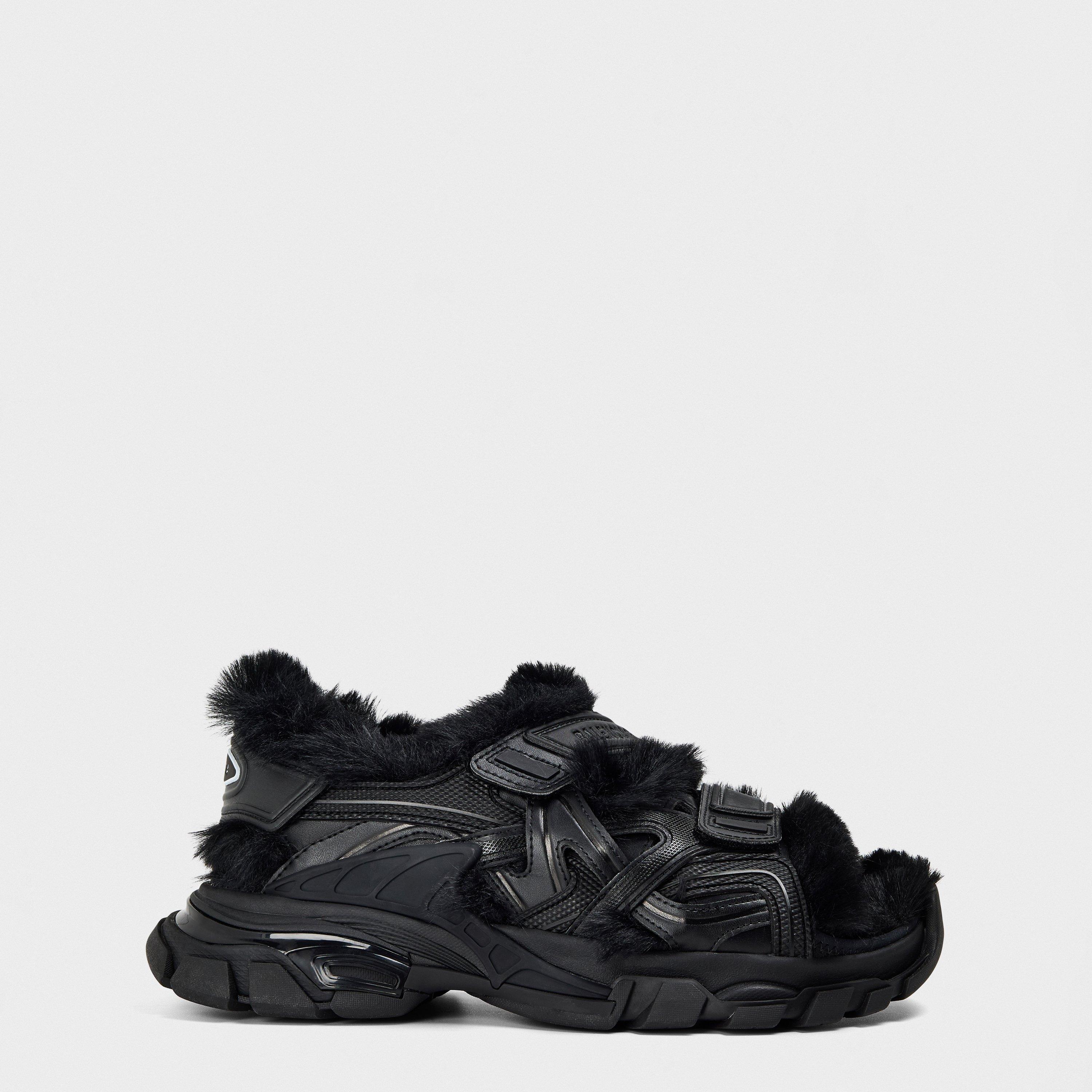 Track Faux-Shearling Sandals