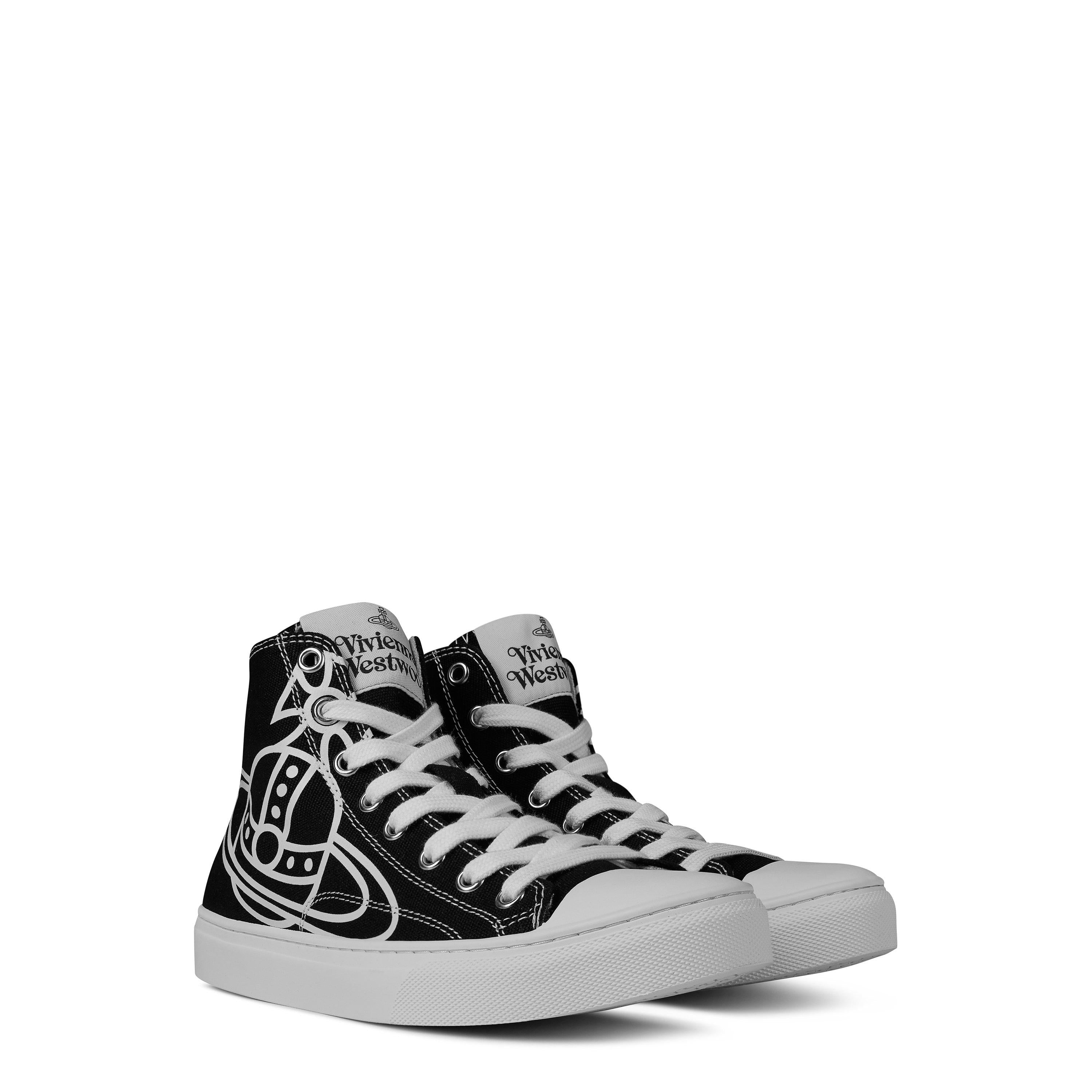 Thin Orb Motif Cotton High Top Trainers