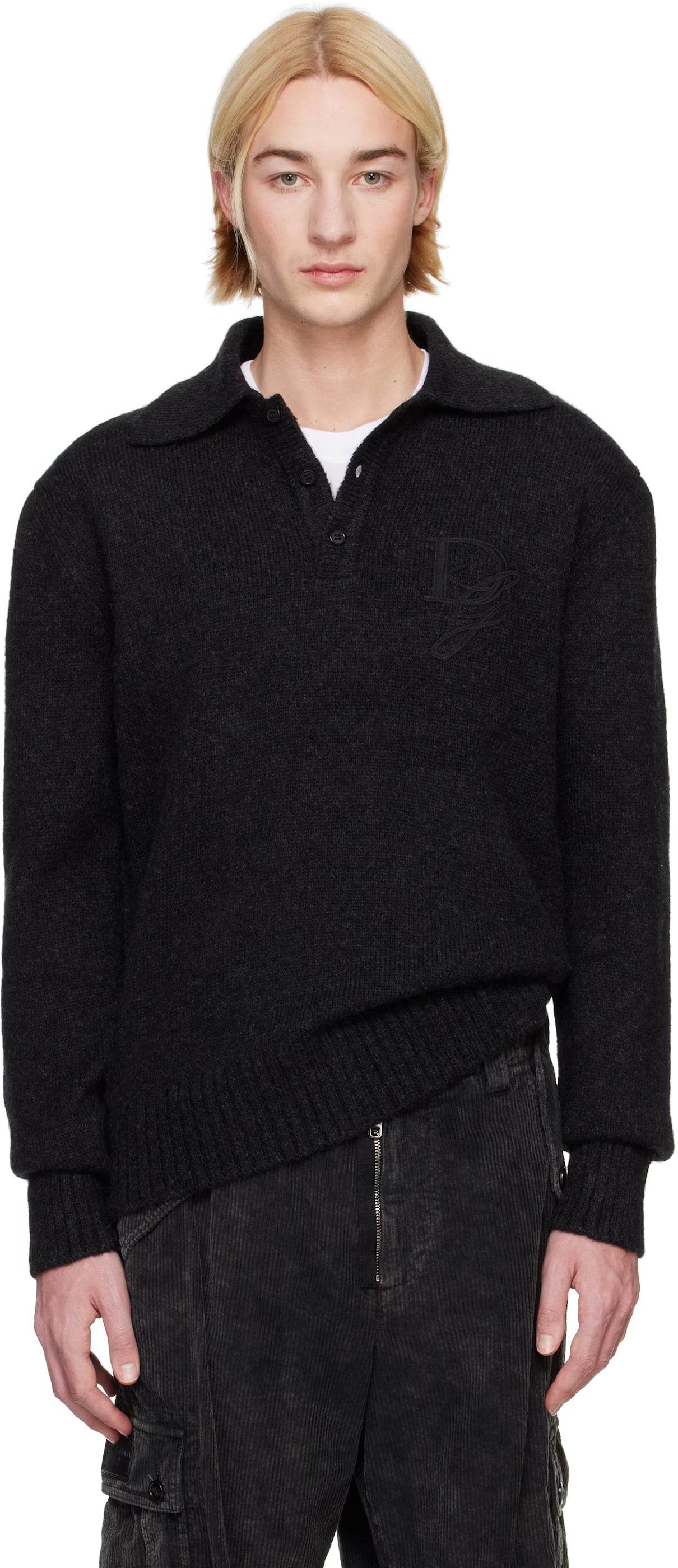 Dolce&Gabbana Gray Long-Sleeved Wool Polo