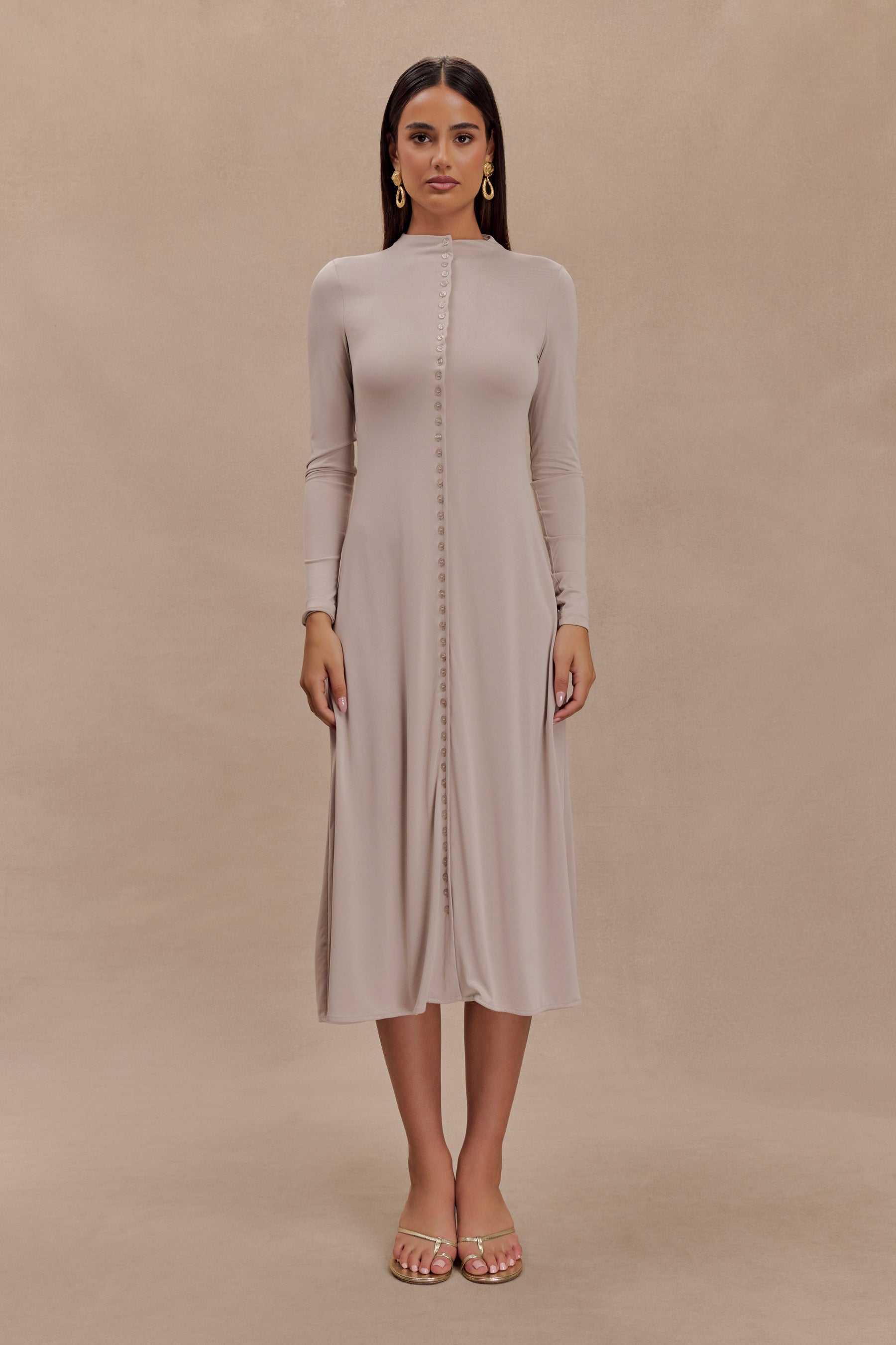 Anders Peached Jersey Midi Dress - Taupe