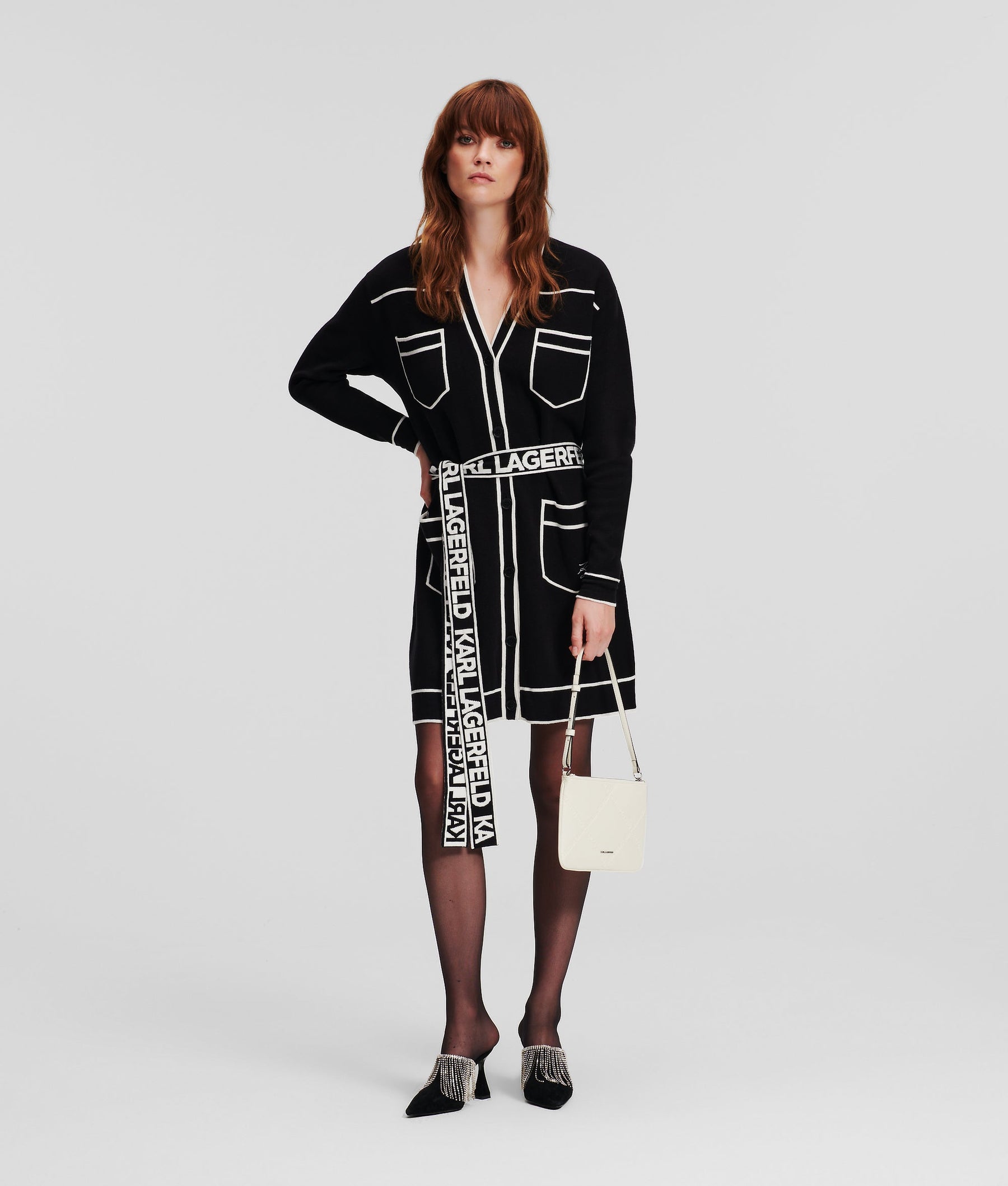 LOGO BELTED CARDIGAN