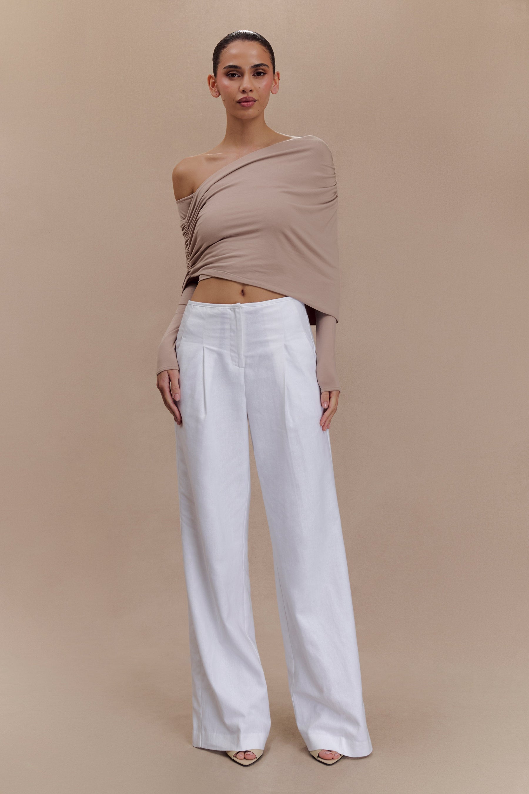 Corinna Modal One Shoulder Top - Mushroom