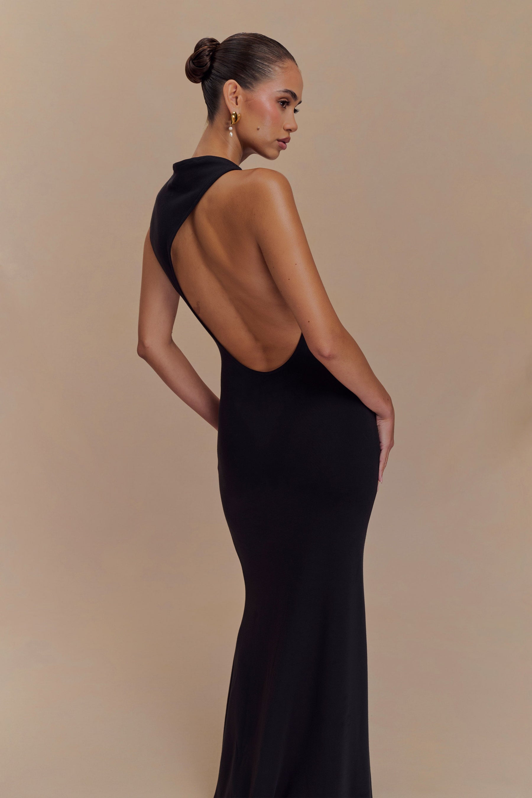Katerina Scuba Jersey Cut Out Maxi Dress - Black