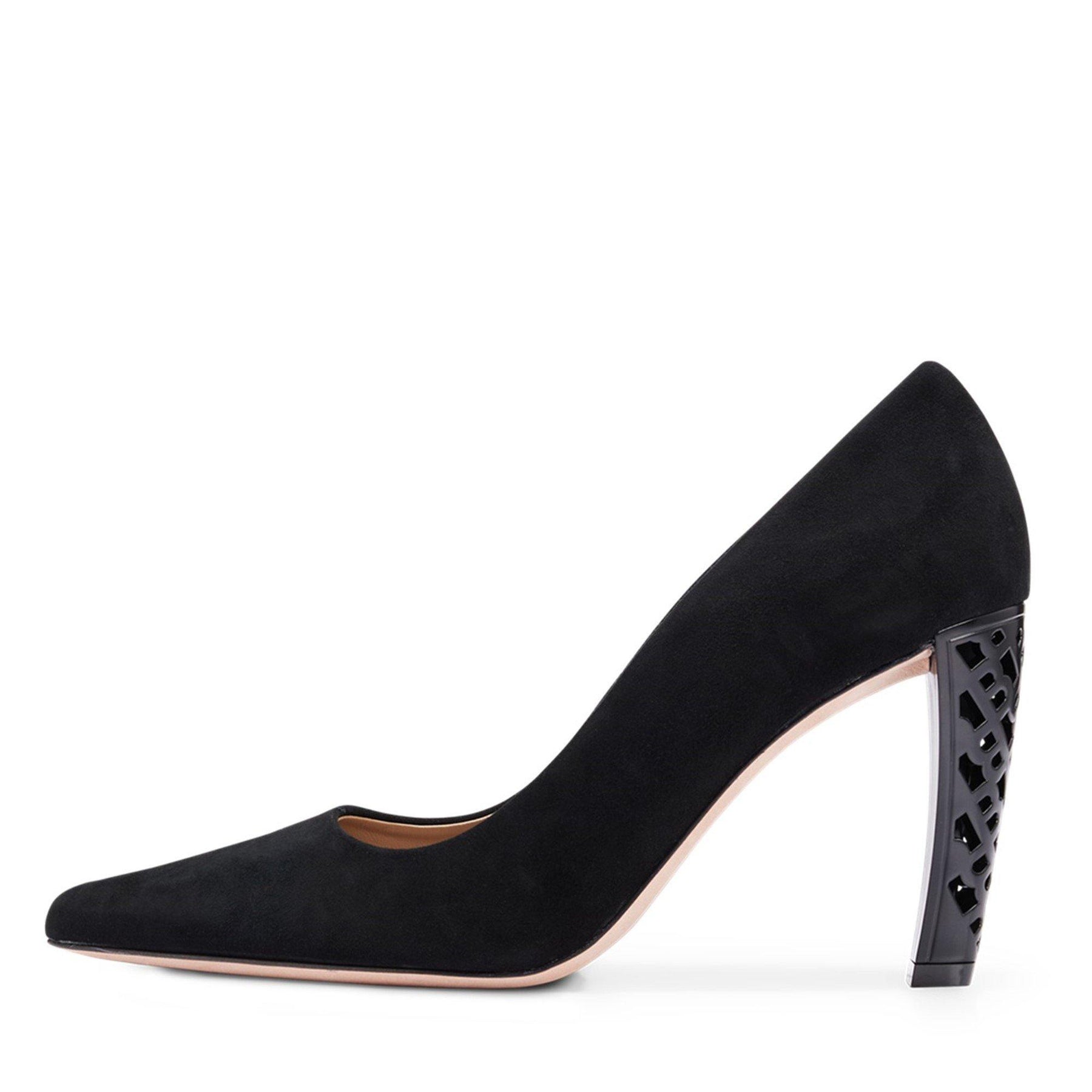 Boss Suede Monogram Heels Womens