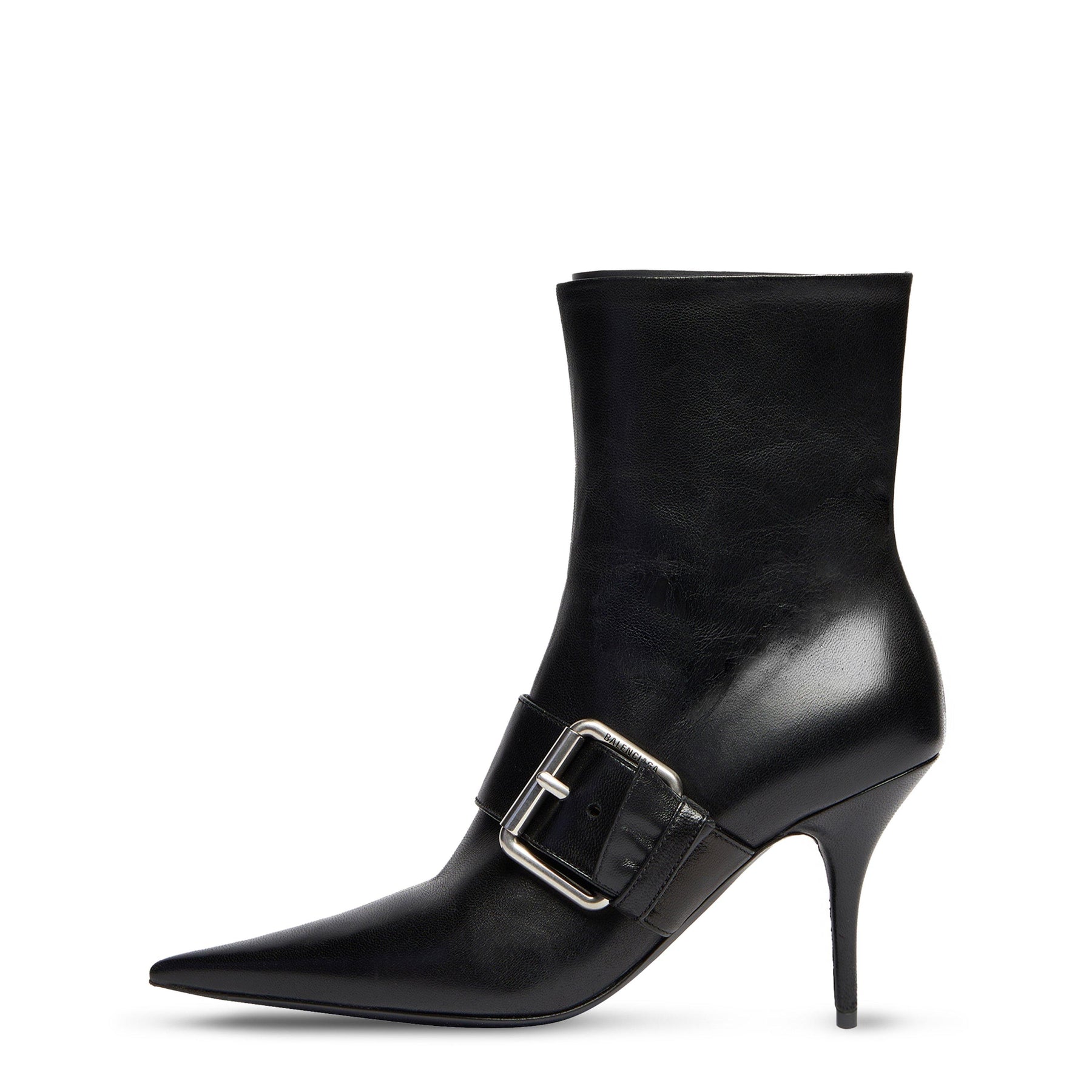Knife Buckled Leather Ankle Boots
