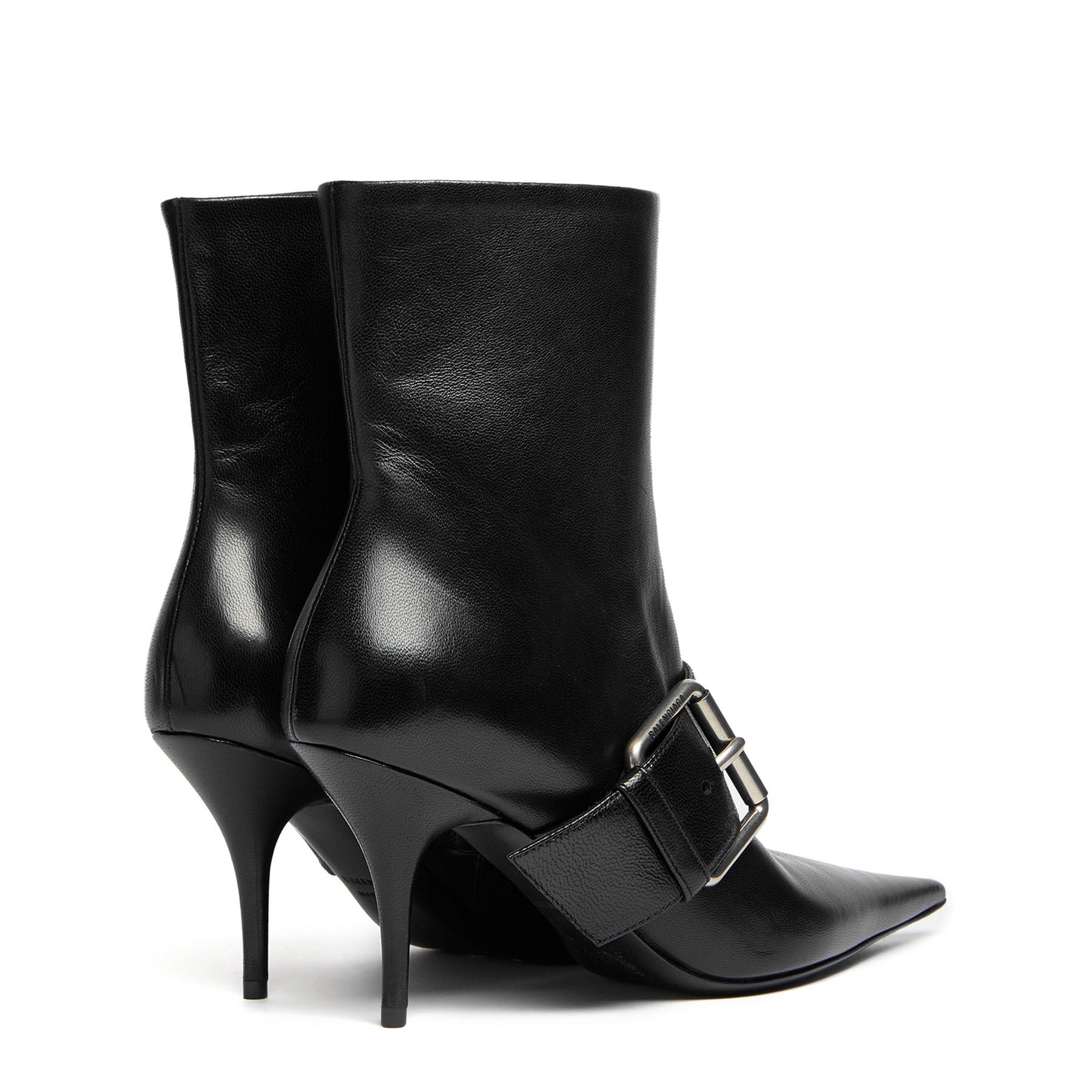 Knife Buckled Leather Ankle Boots