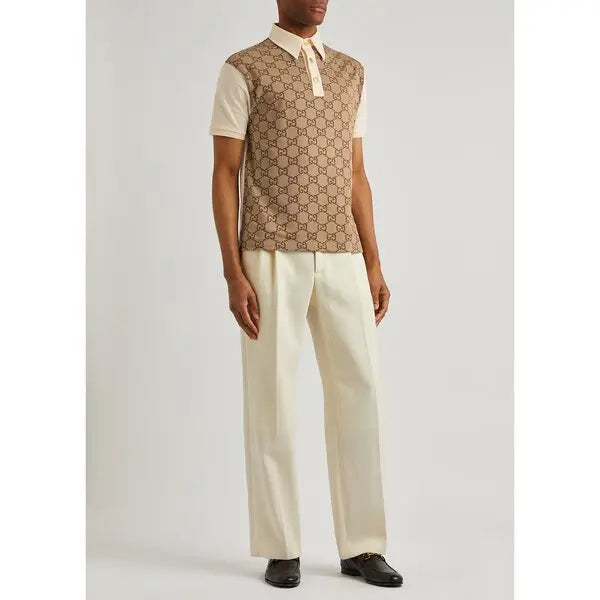 Gucci Men’s GG Supreme Monogrammed Panelled Polo Shirt