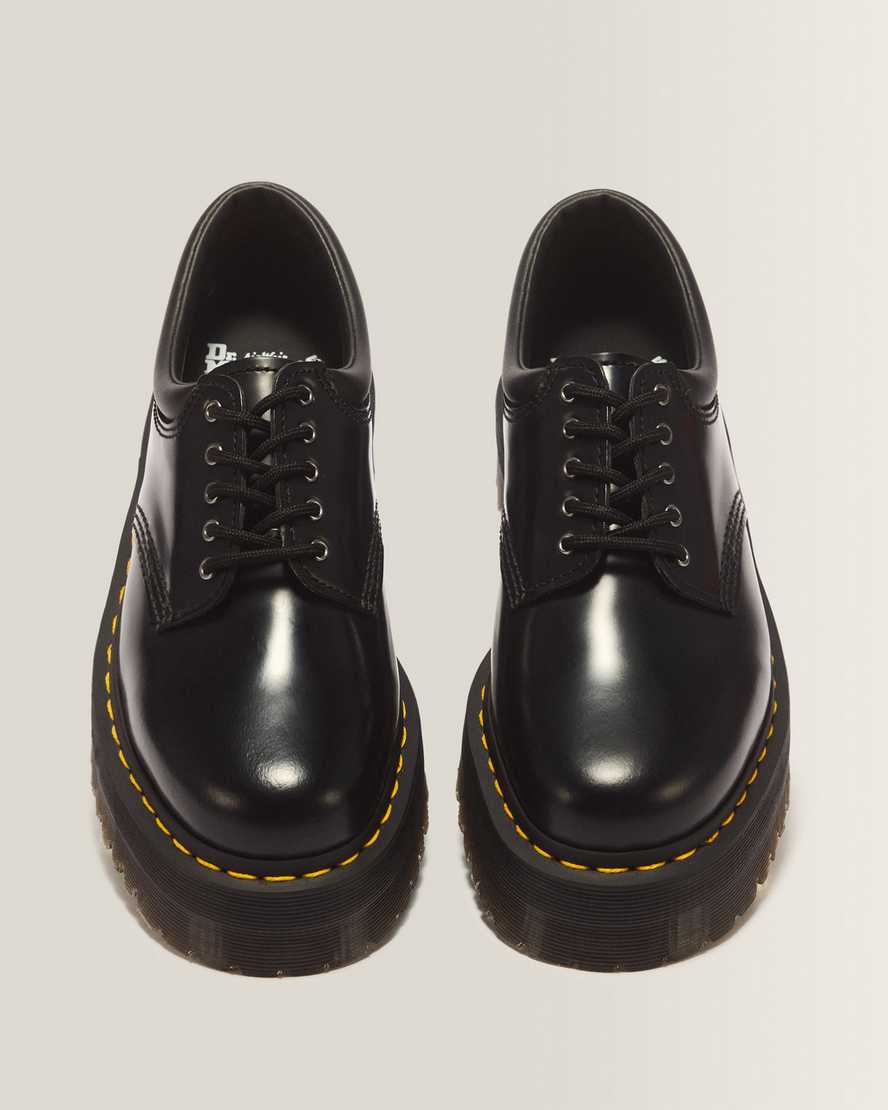 8053 Leather Platform Casual Shoes — Black