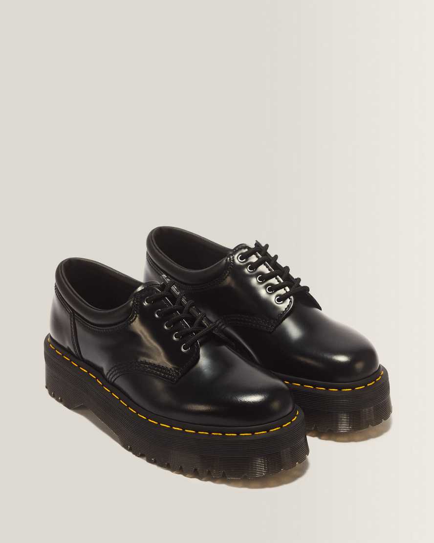 8053 Leather Platform Casual Shoes — Black