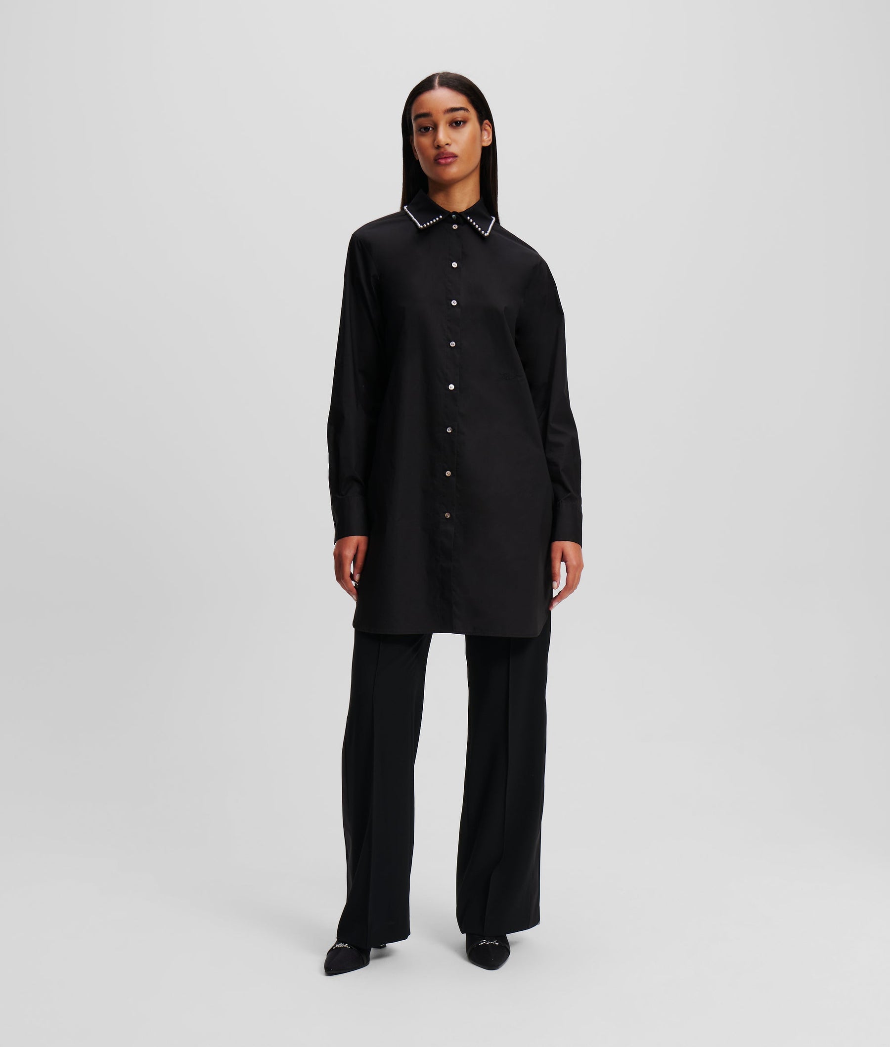 PEARL-EMBELLISHED TUNIC SHIRT