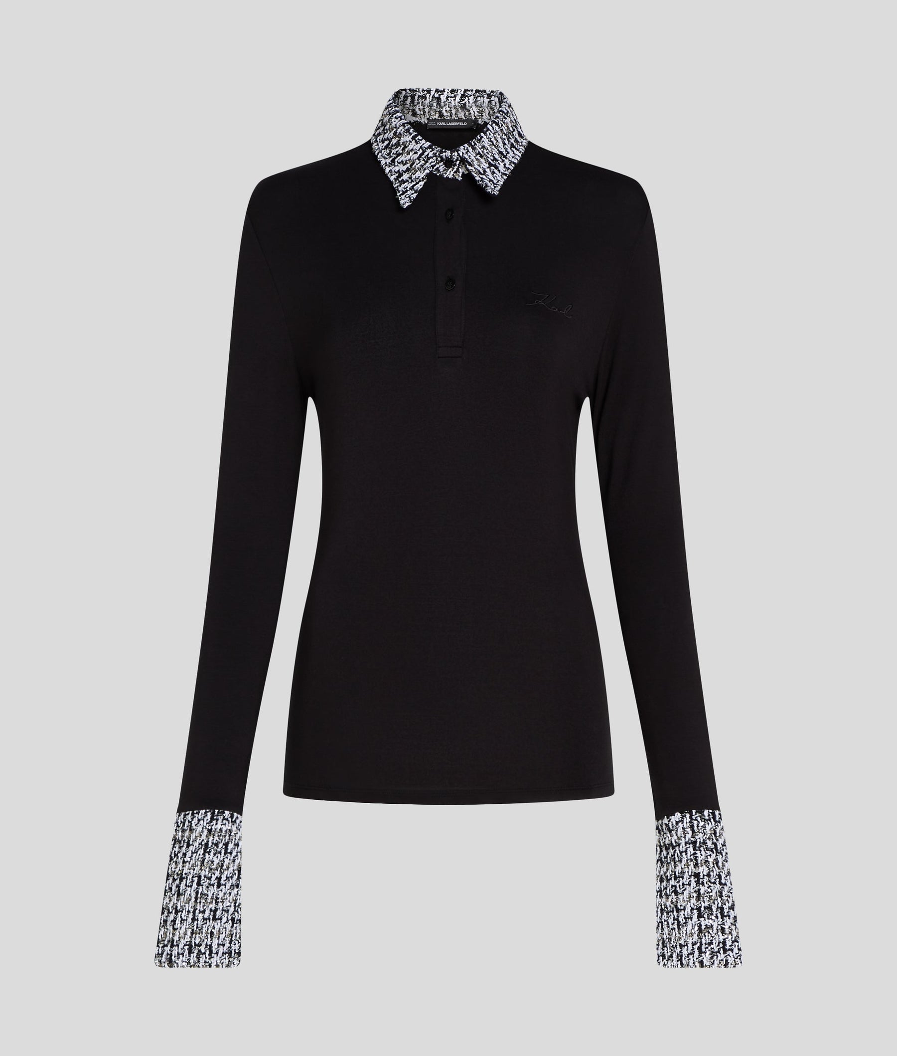 LONG-SLEEVED BOUCLE POLO SHIRT