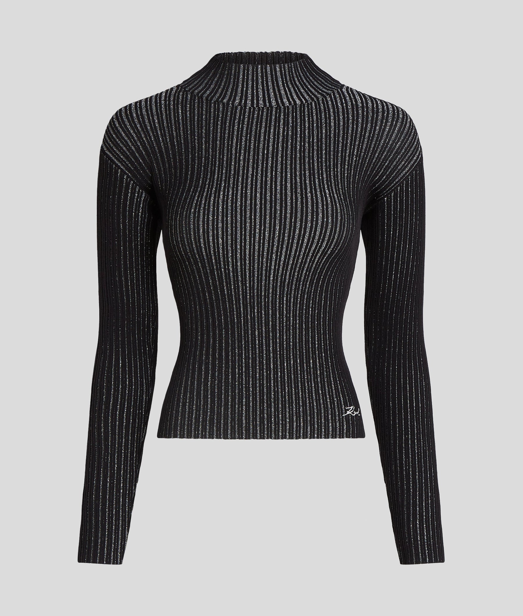 METALLIC MOCK-NECK JUMPER