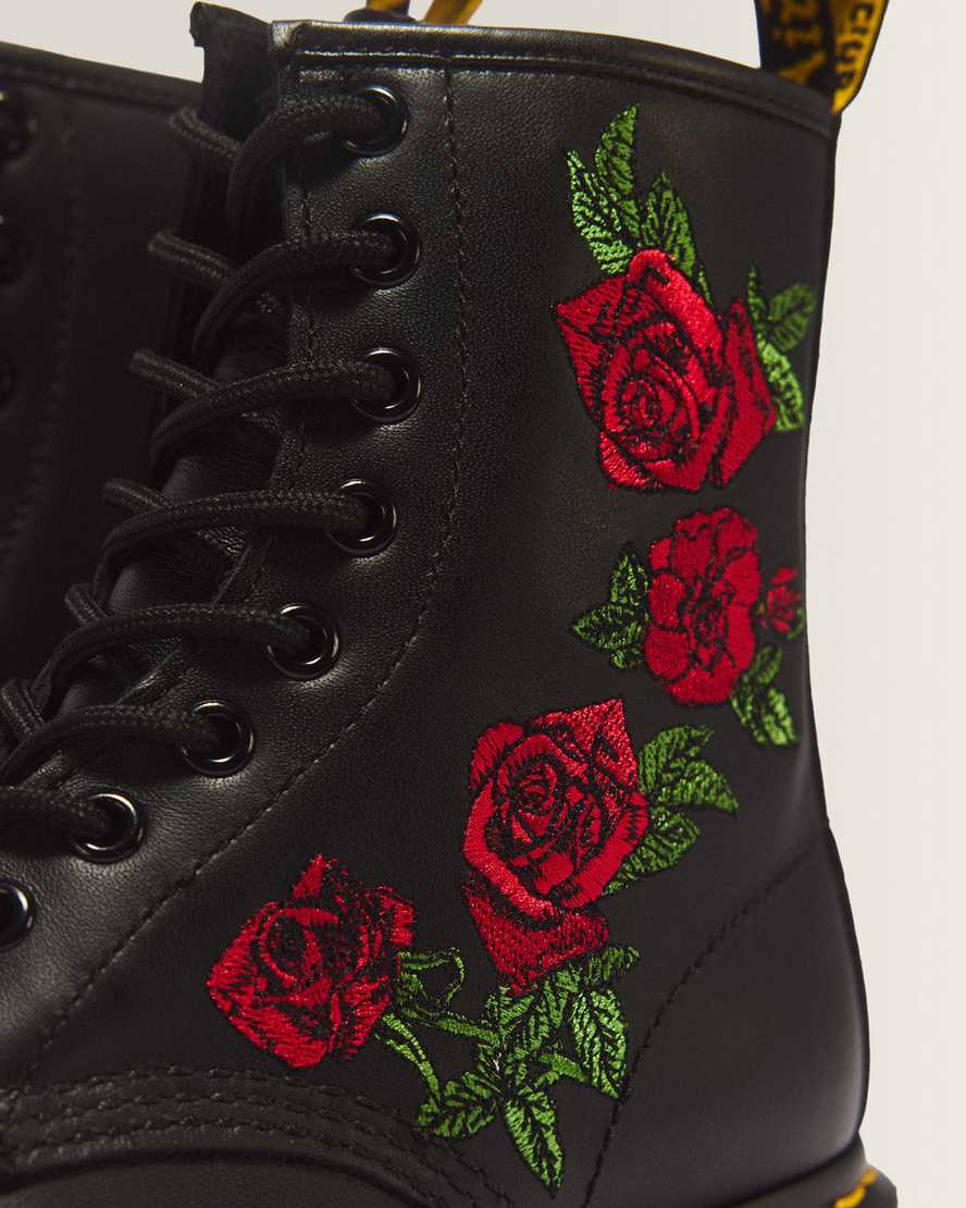 1460 Vonda Floral Leather Lace Up Boots — Black