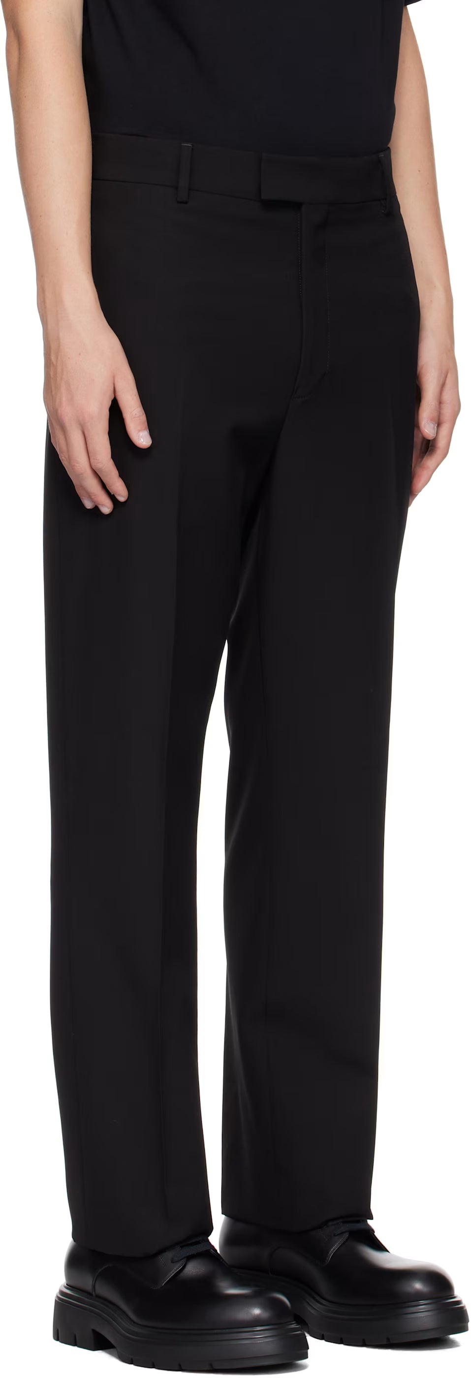 Ferragamo Black Flat Front Trousers