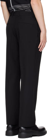 Ferragamo Black Flat Front Trousers