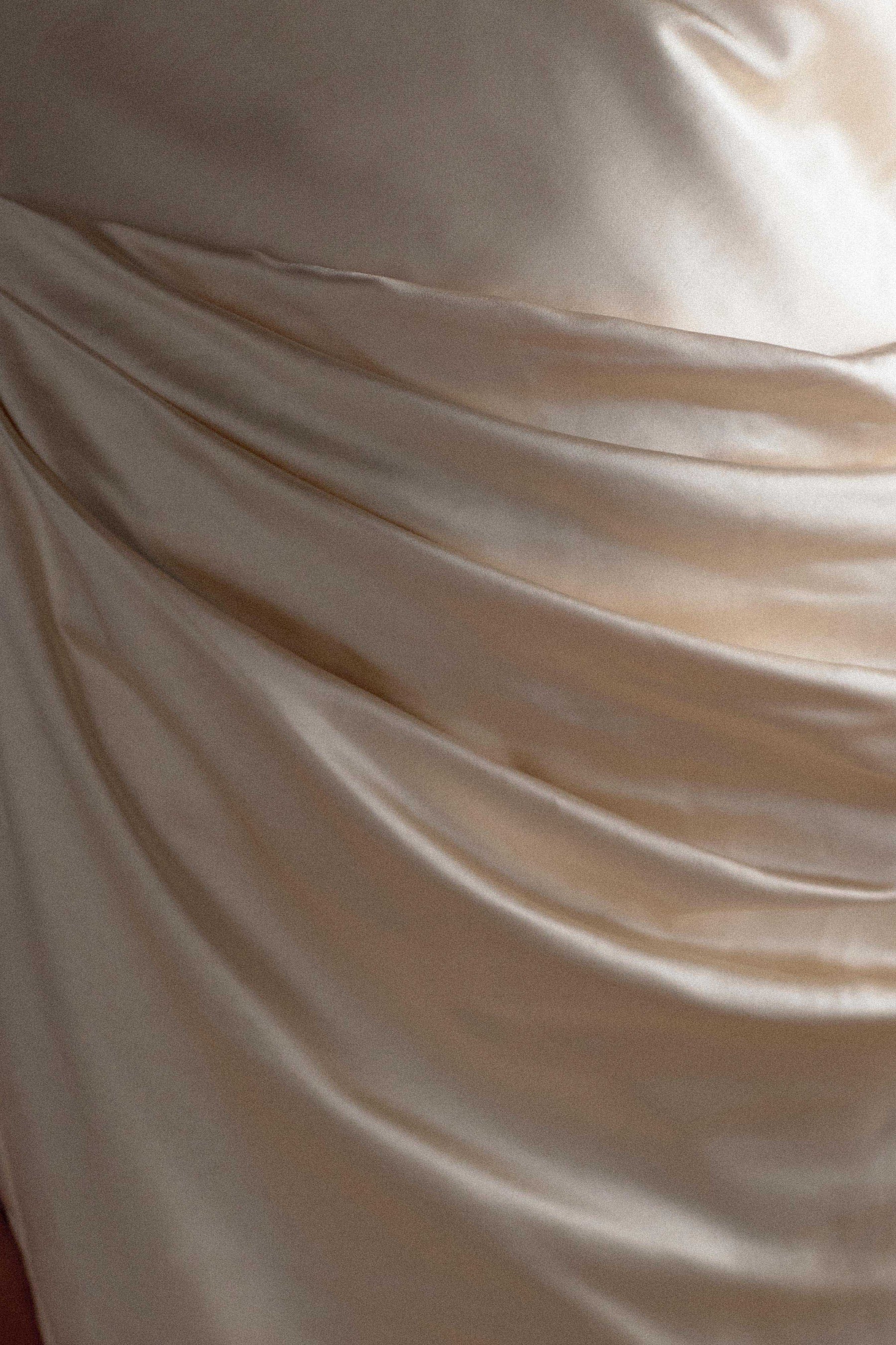 Dalia Off Shoulder Satin Maxi Dress - Blush Gold