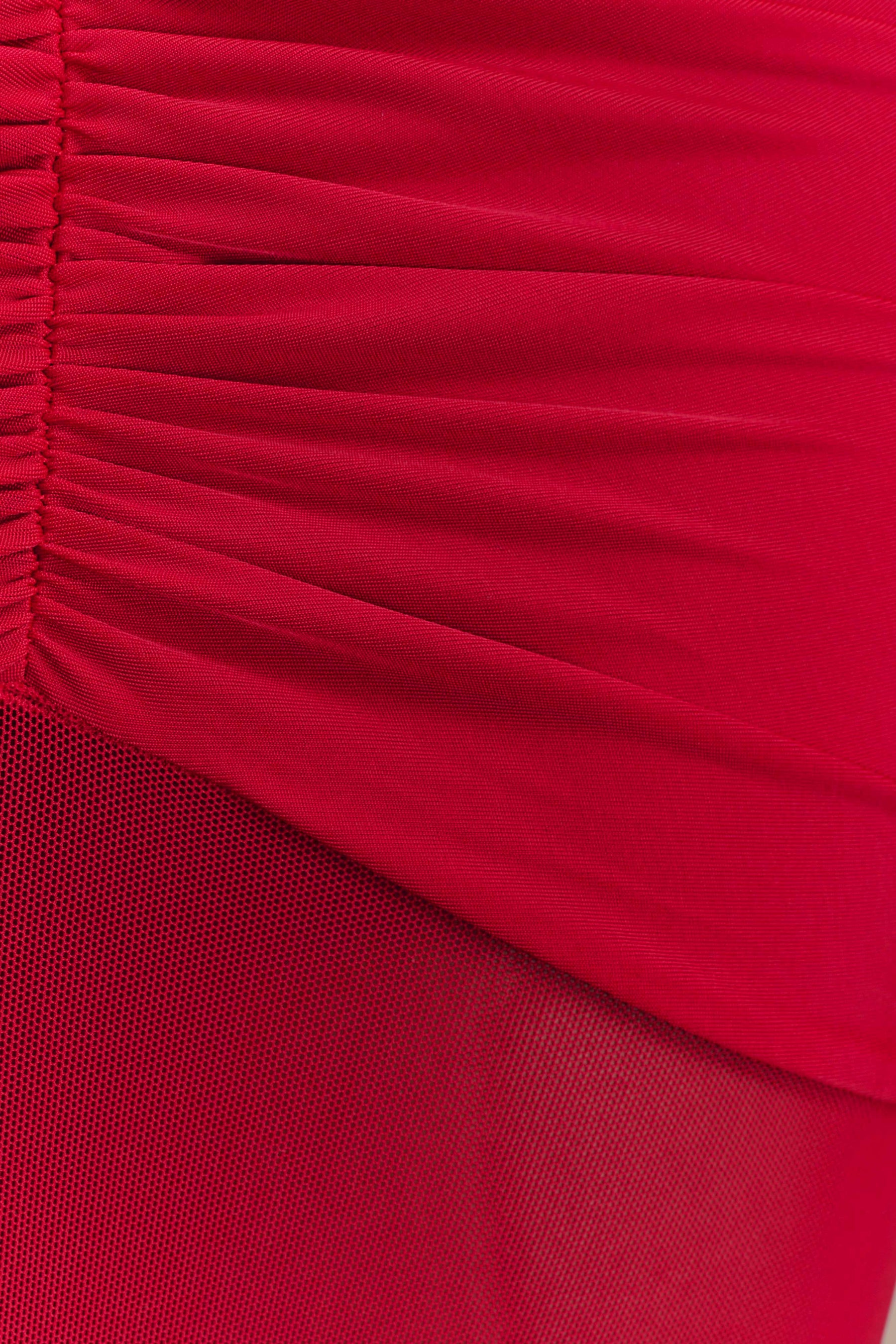 Delaney Slinky And Mesh Maxi Dress - Red