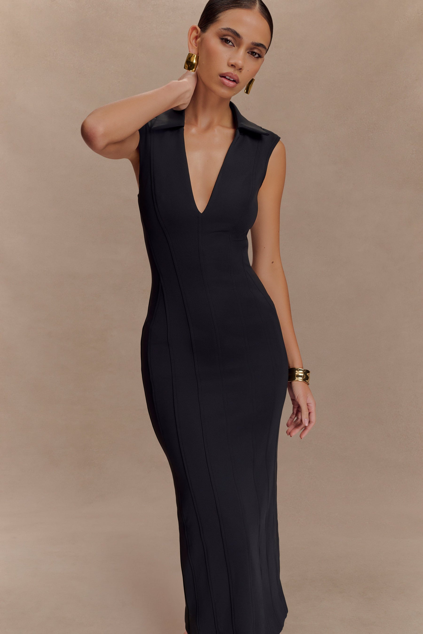 Keagan Sleeveless Midi Dress - Black