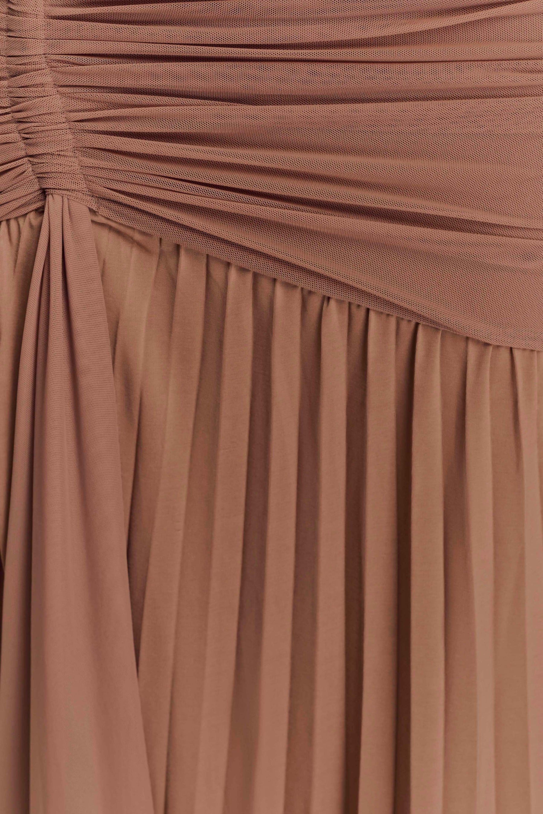 Dania Cowl Neck Slinky Maxi Dress - Mocha Mousse