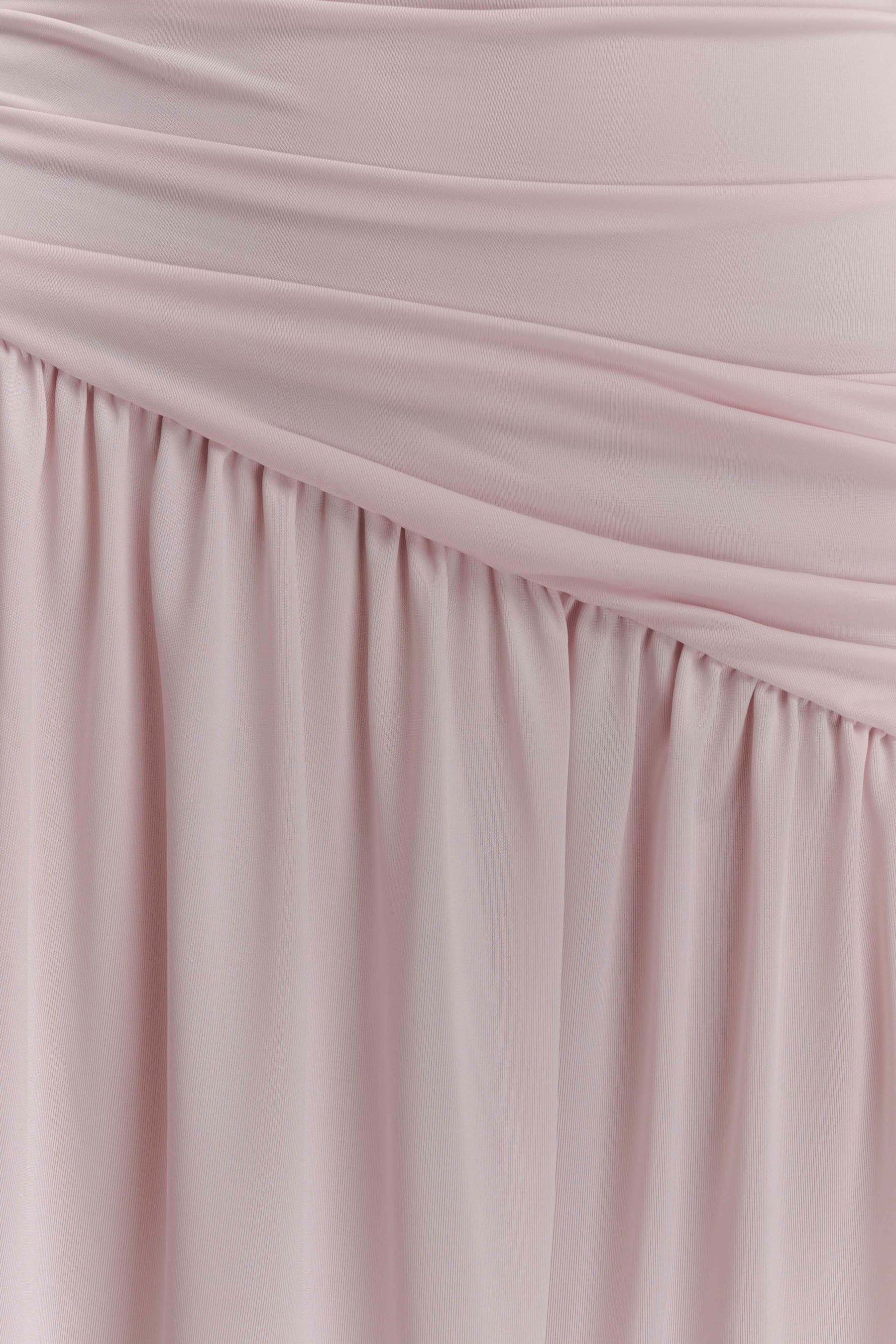 Bex Strapless Slinky Maxi Dress With Split - Pale Pink