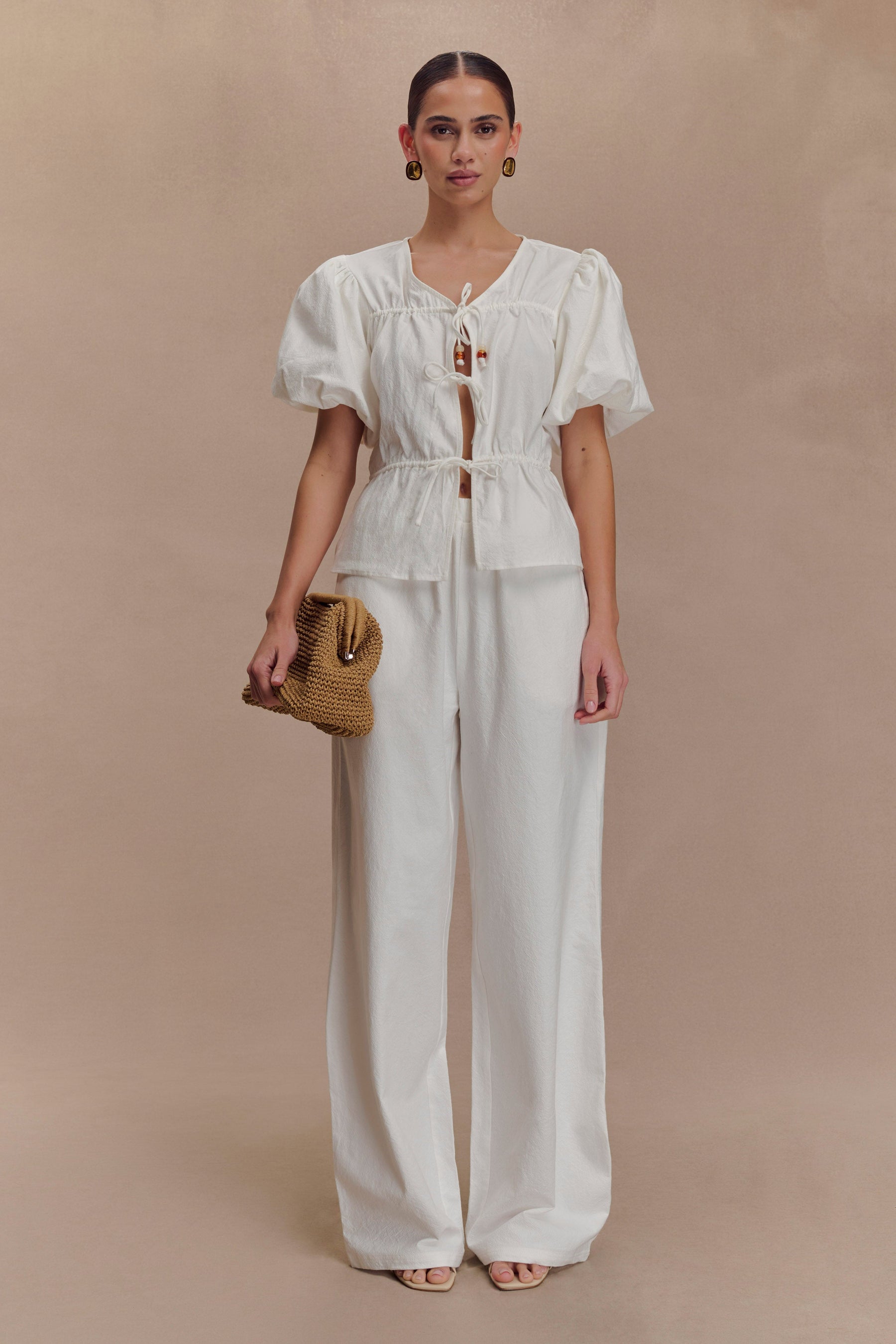 Emilie Puff Sleeve Cotton Top - White