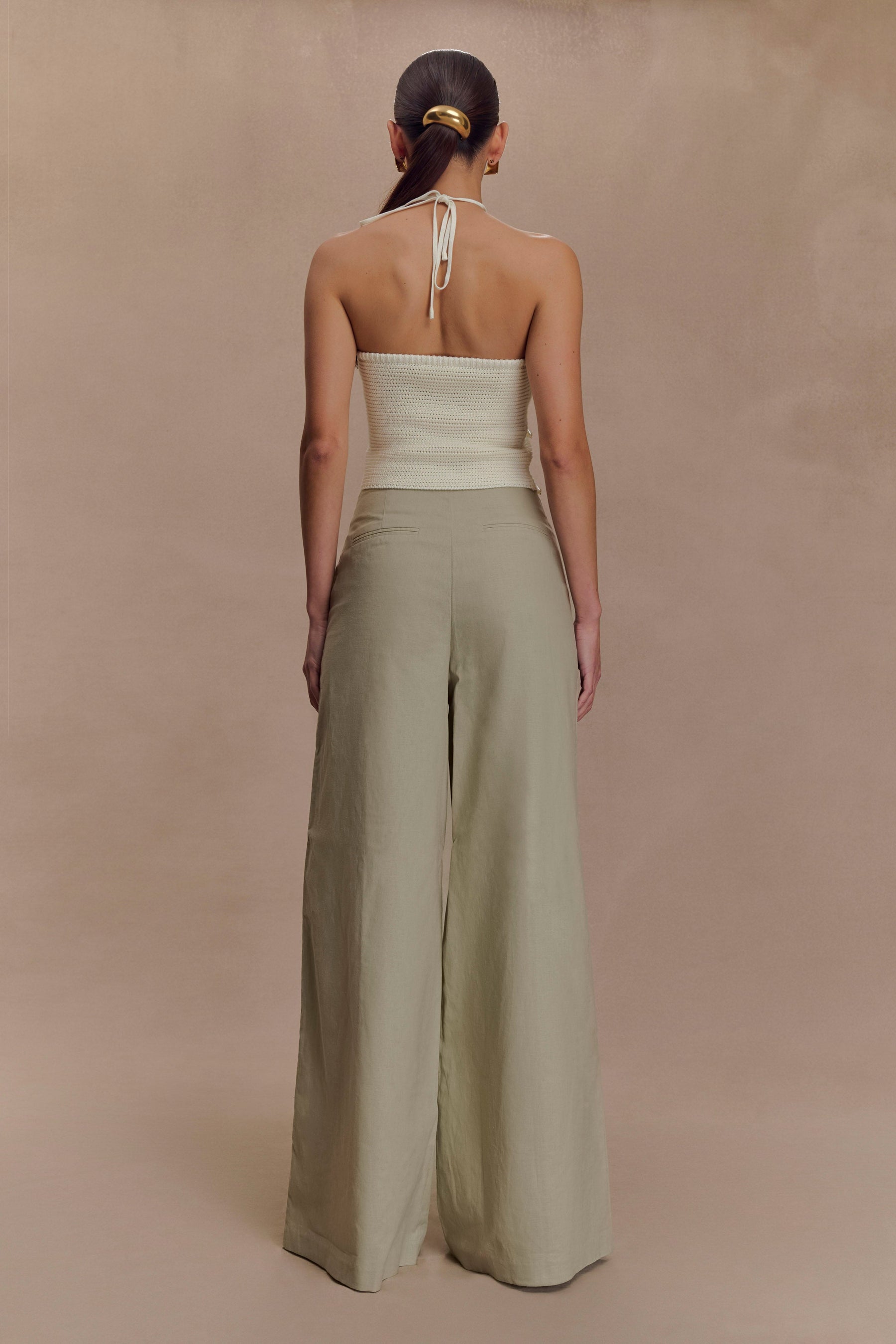 Brandi Linen Straight Leg Pant - Basil