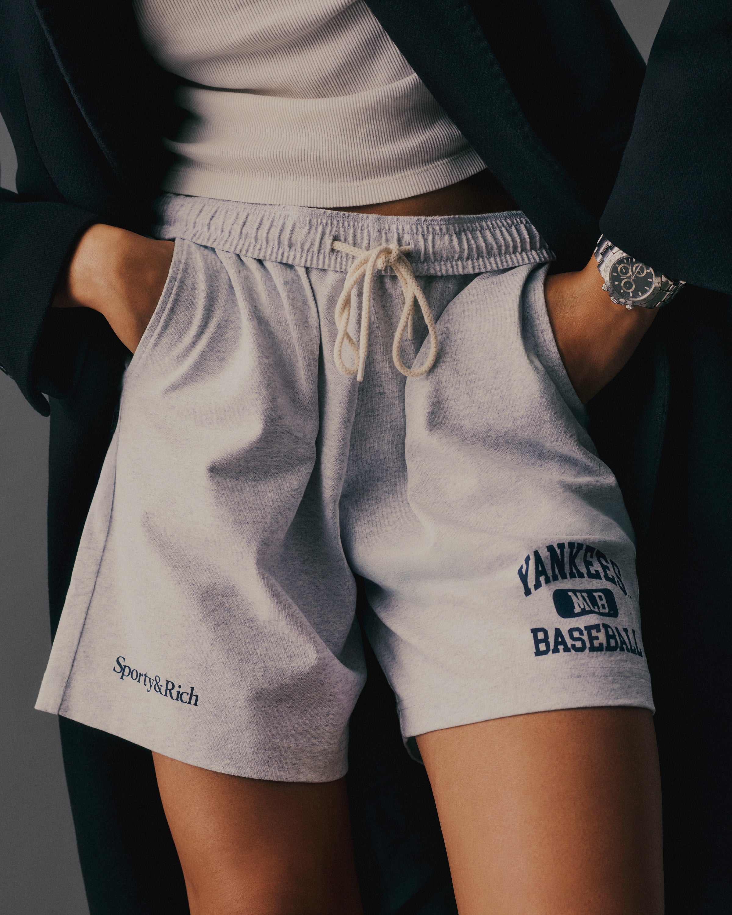 Yankees Ivy Gym Short - Heather Gray/Navy