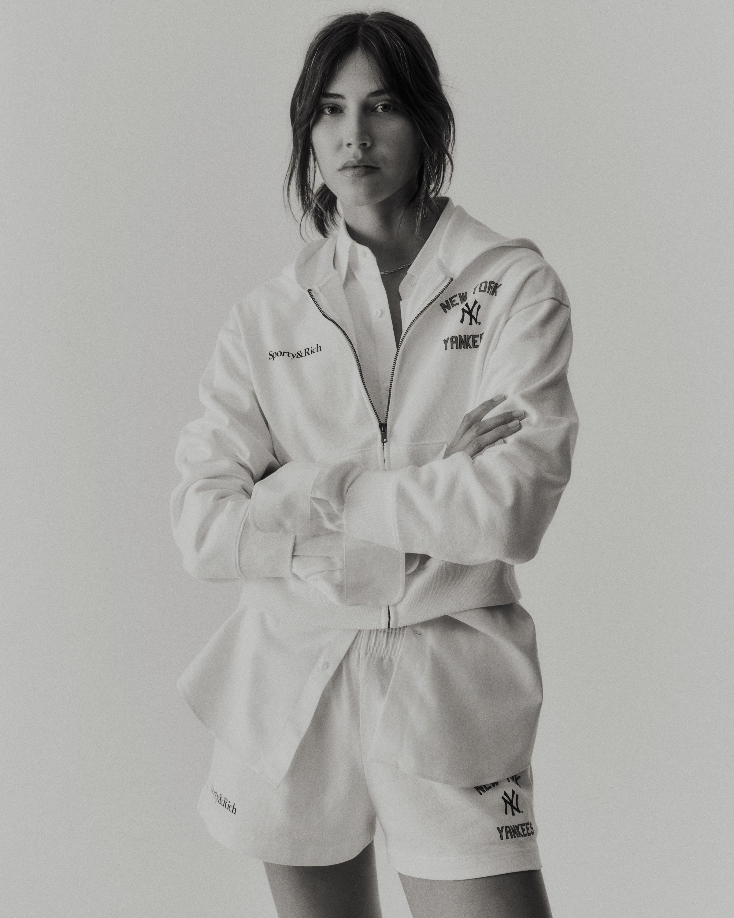 Homerun Cropped Zip Hoodie - White