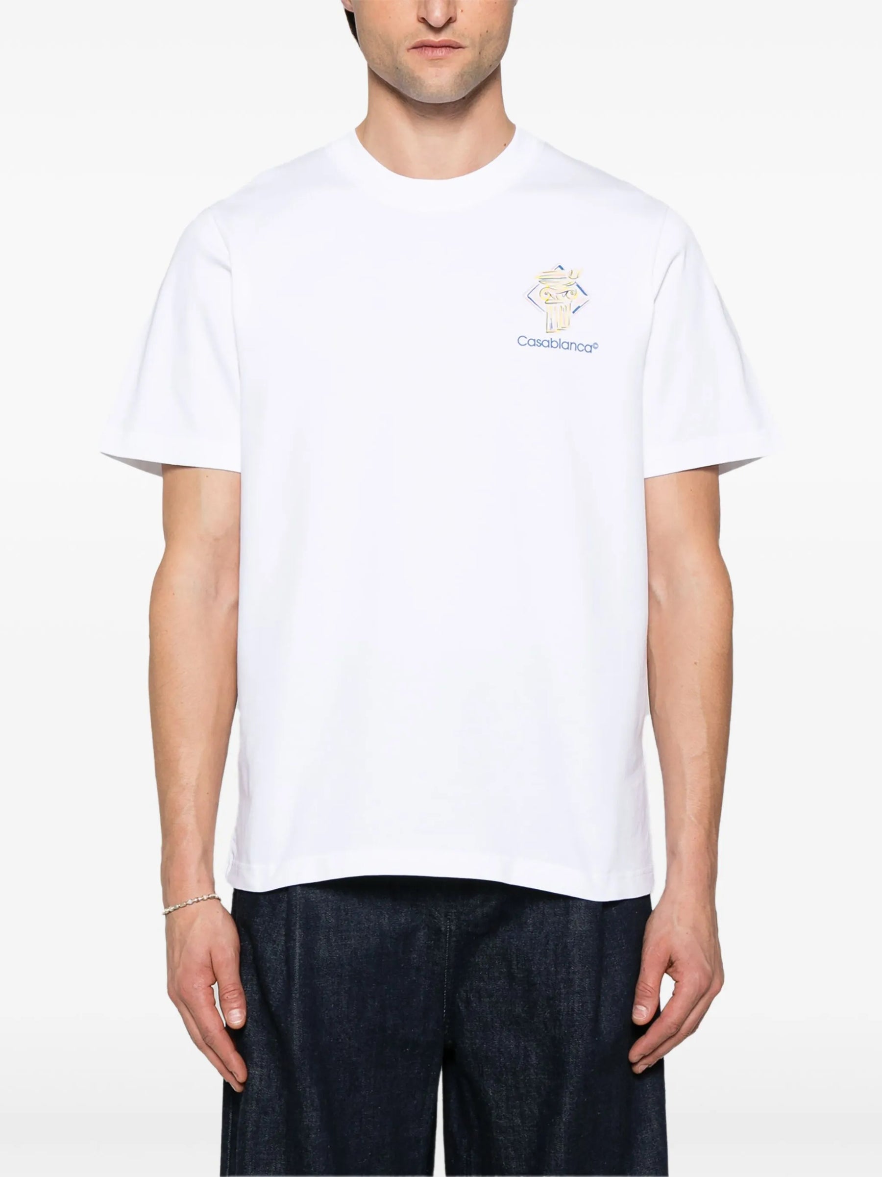 Casablanca Diamond Column Printed T-Shirt in White