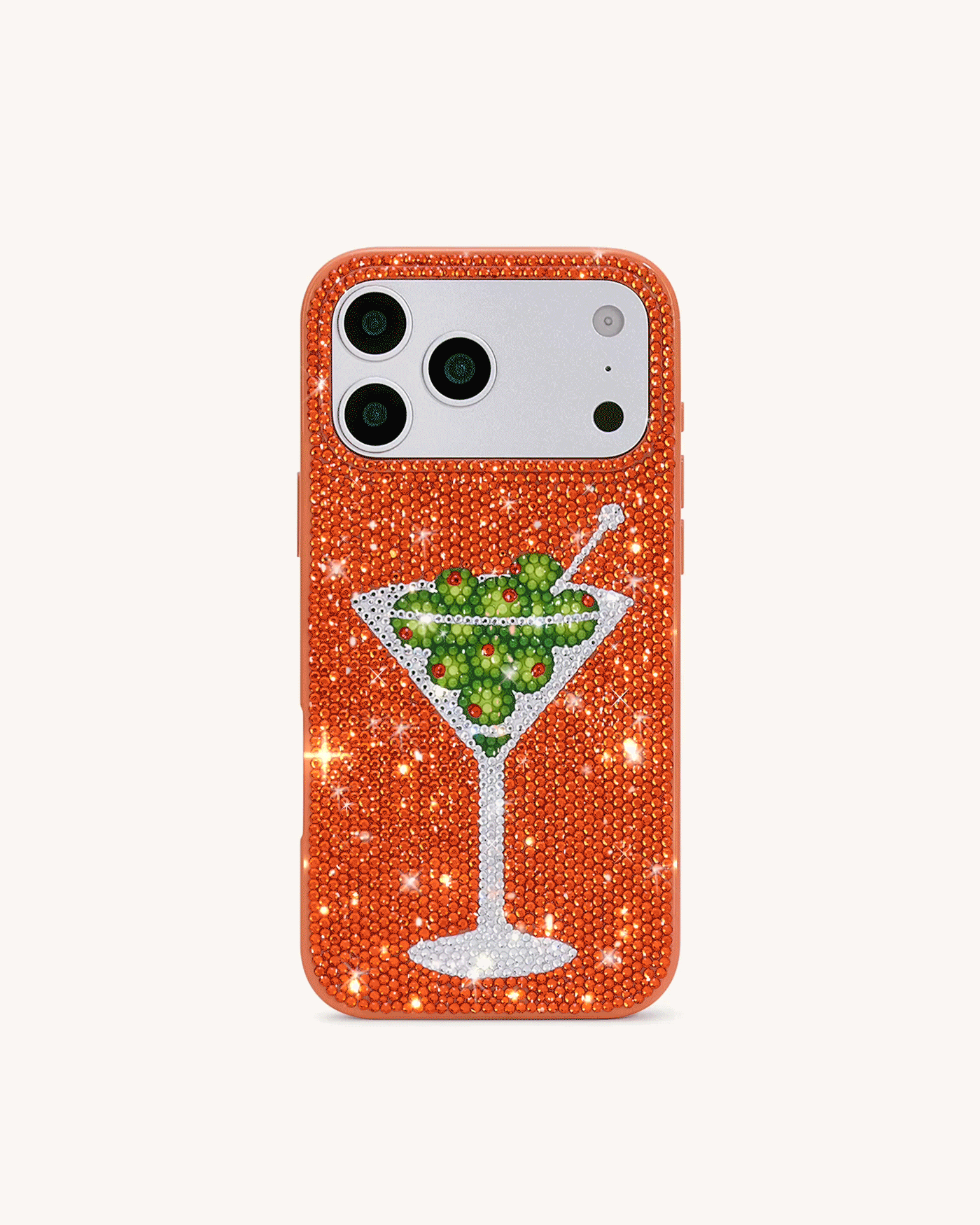 Olive Martini Artificial Crystal Phone Case - Black